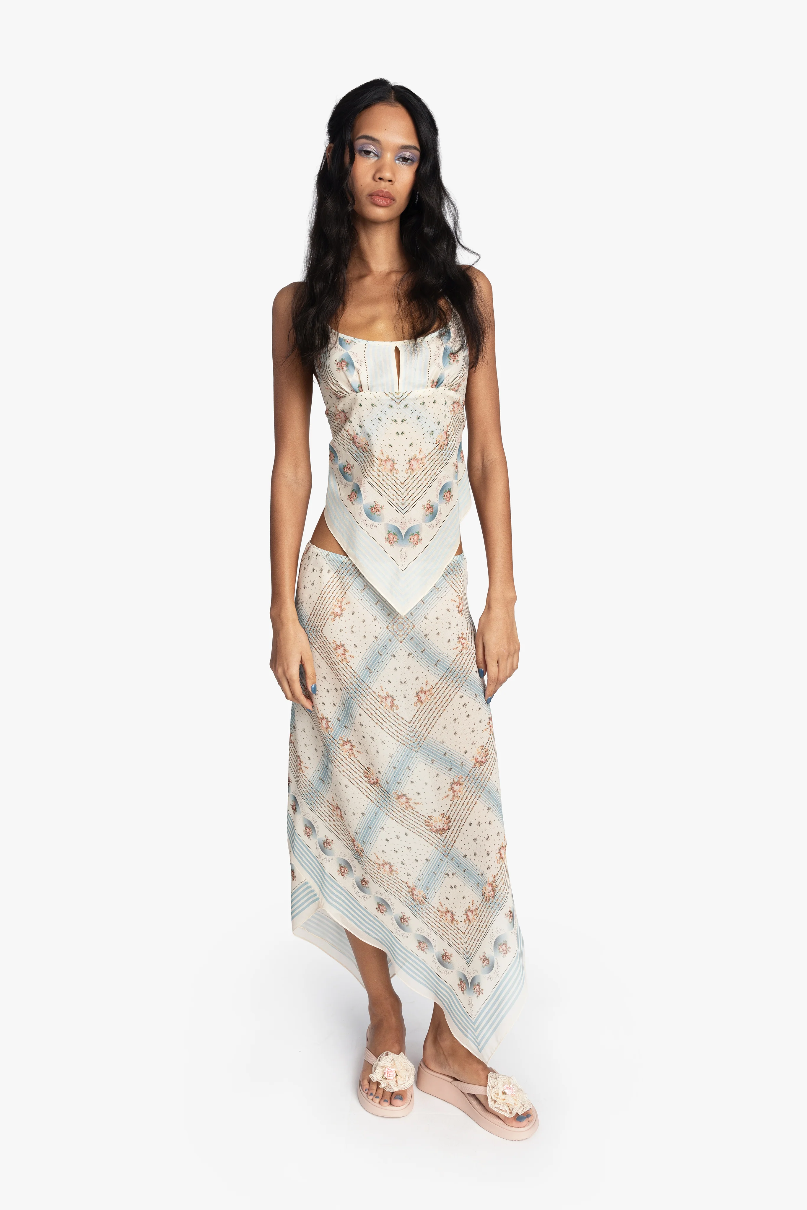 Heritage Scarf Print Chiffon Skirt - Image 5