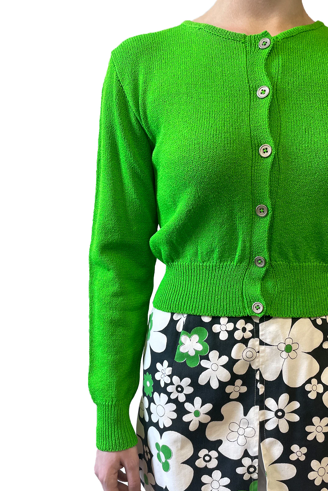 James Coviello for Anna Sui Cropped Green Cardigan - Image 4