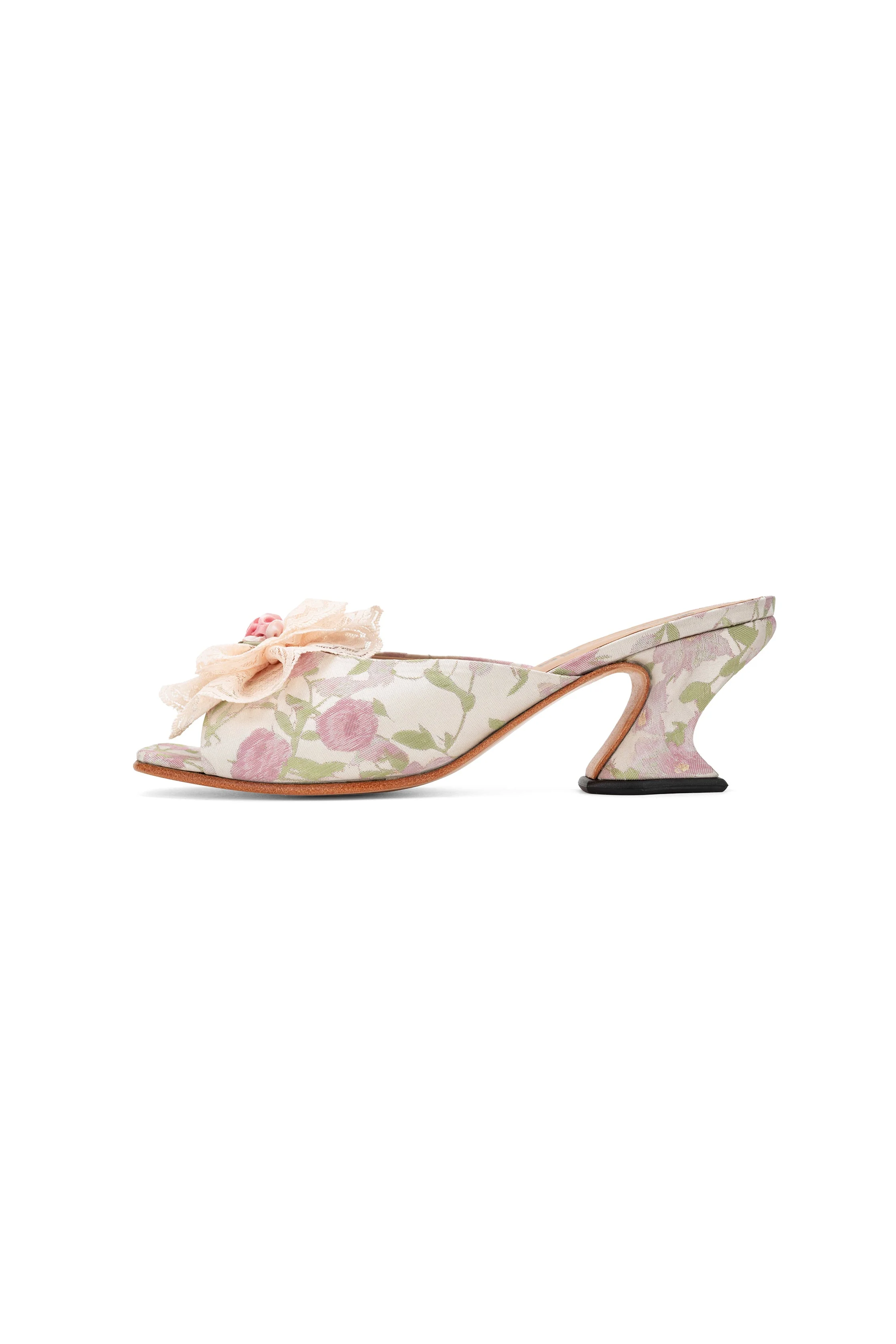 John Fluevog x Anna Sui Brocade Mules- Pink - Image 4