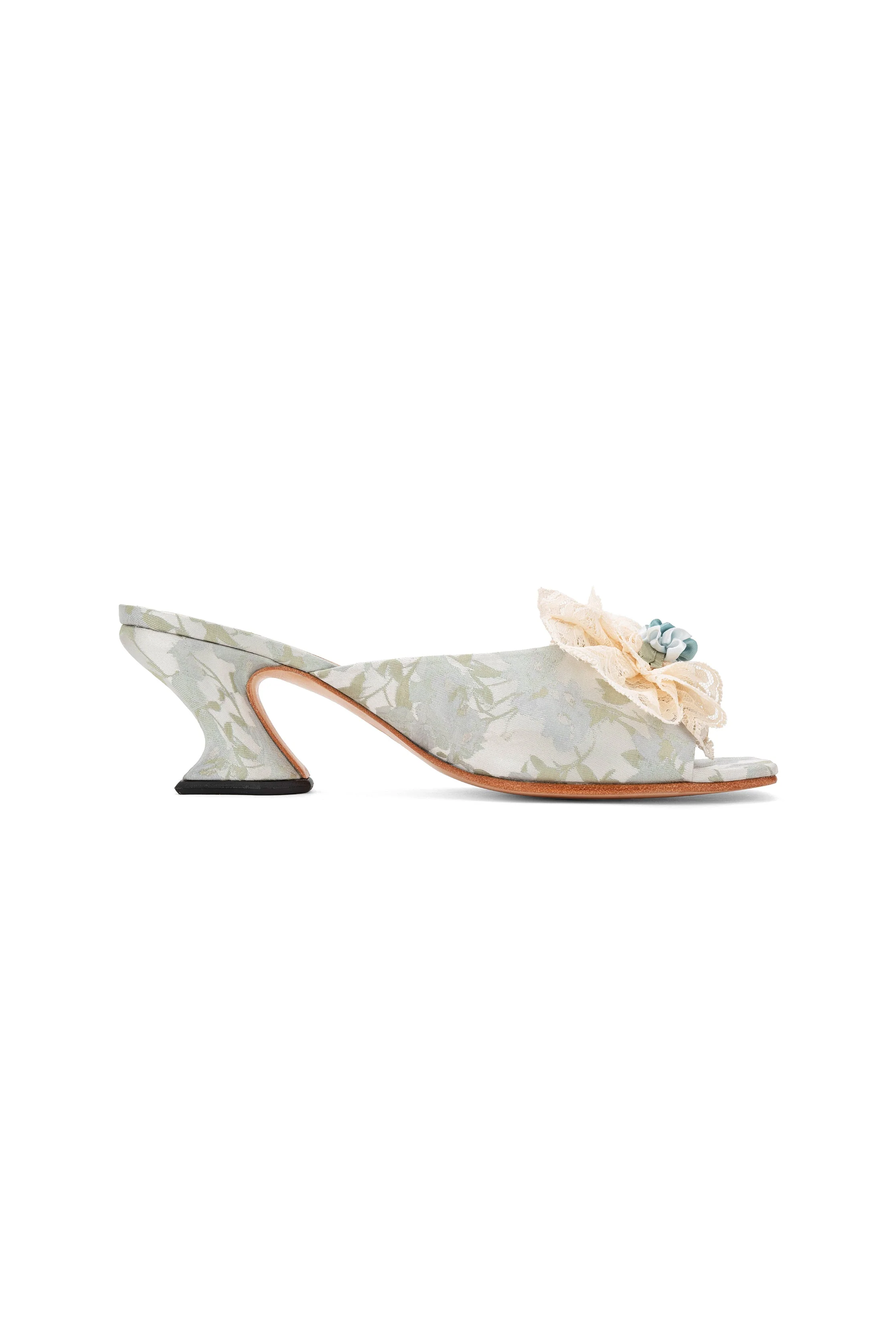 John Fluevog x Anna Sui Brocade Mules- Sky Blue - Image 2