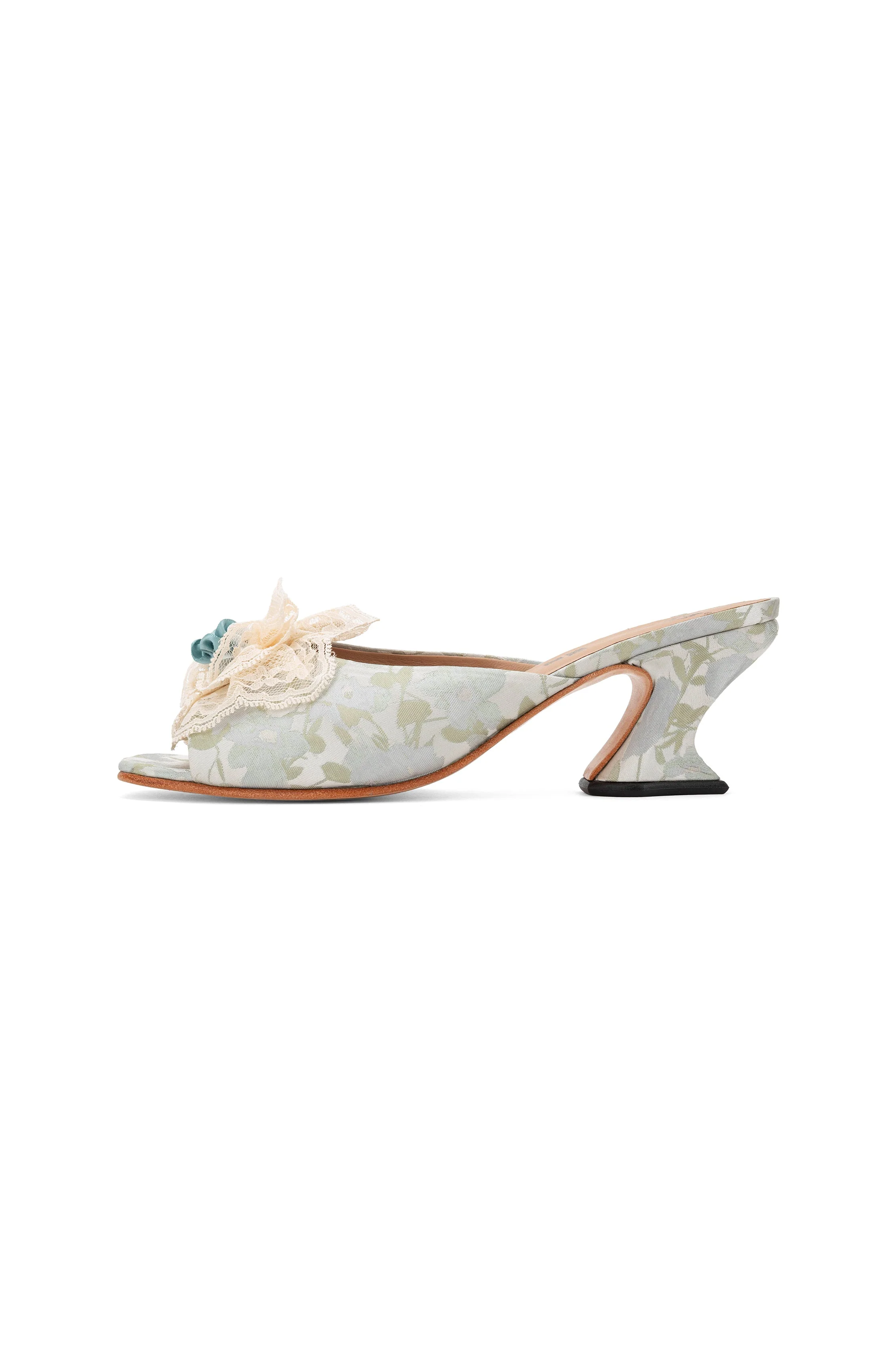John Fluevog x Anna Sui Brocade Mules- Sky Blue - Image 4