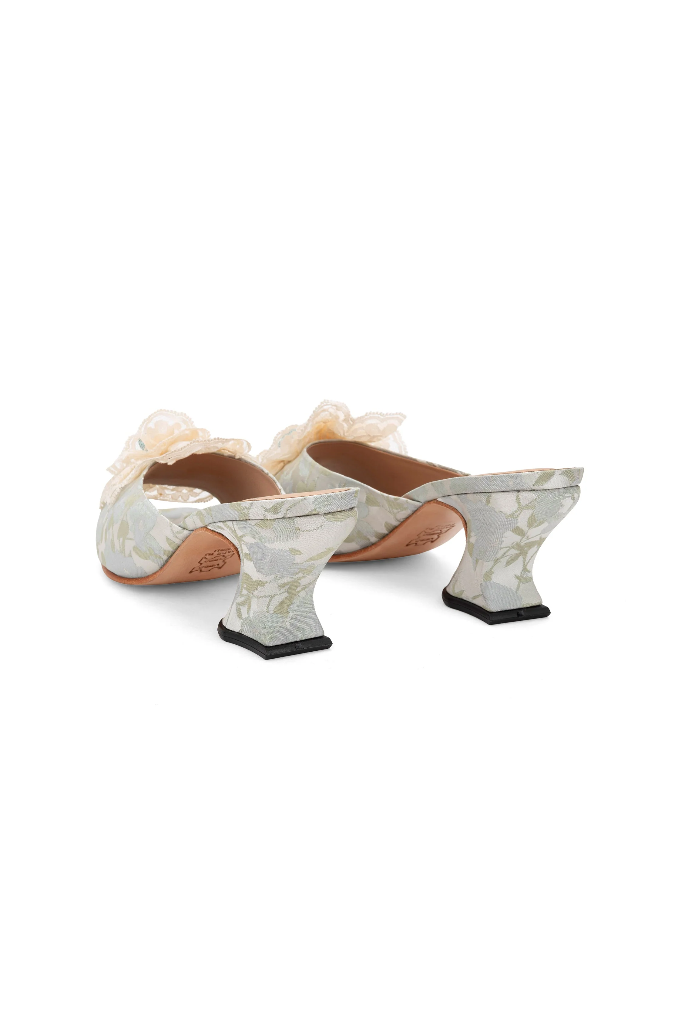 John Fluevog x Anna Sui Brocade Mules- Sky Blue - Image 6