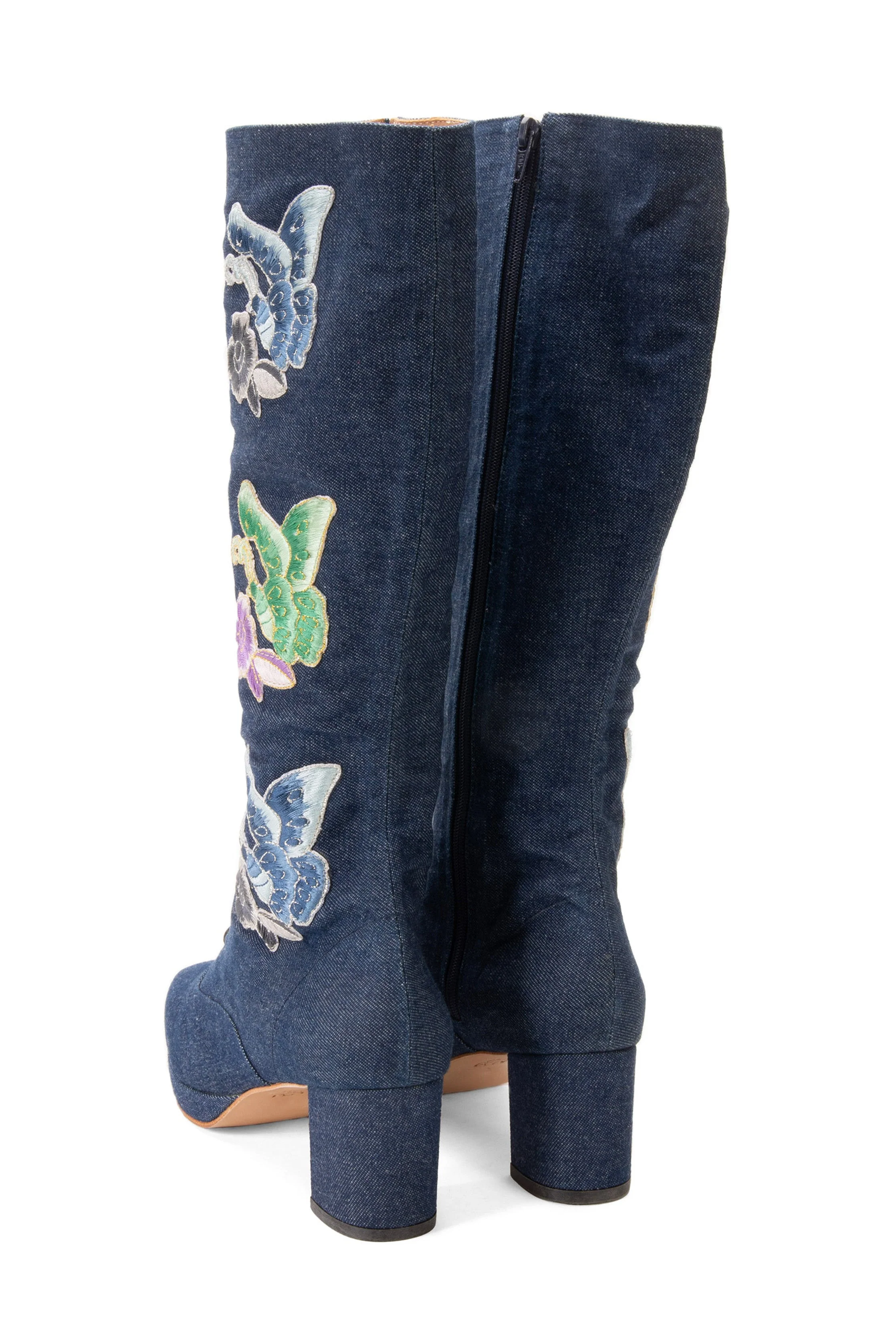 John Fluevog x Anna Sui Butterfly Boots - Denim Blue - Image 4