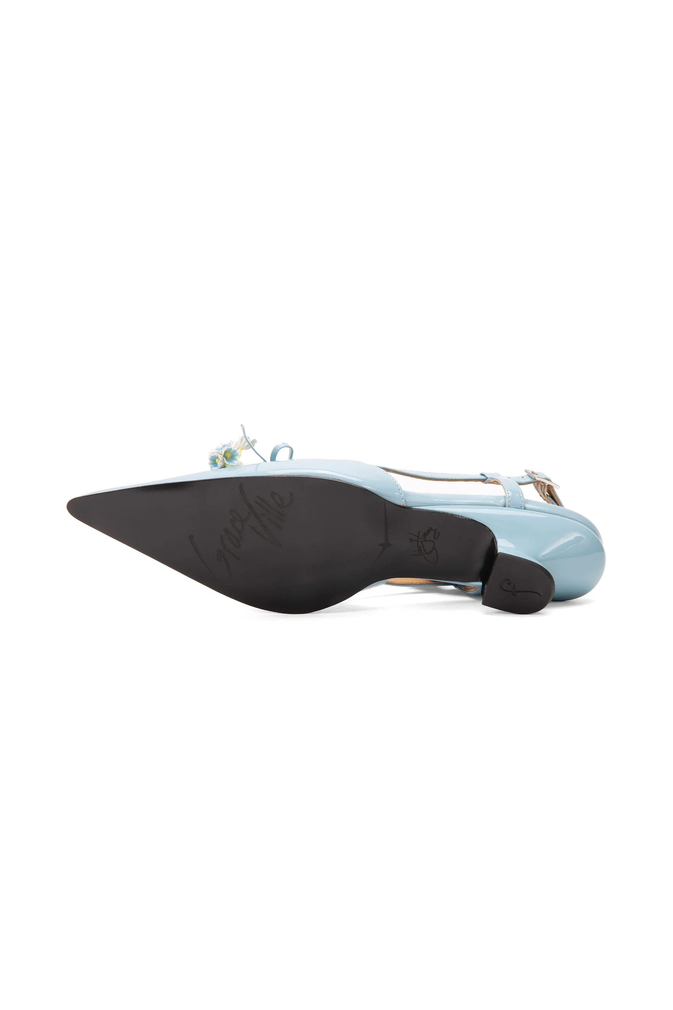 John Fluevog x Anna Sui Slingback Heels - Blue - Image 6
