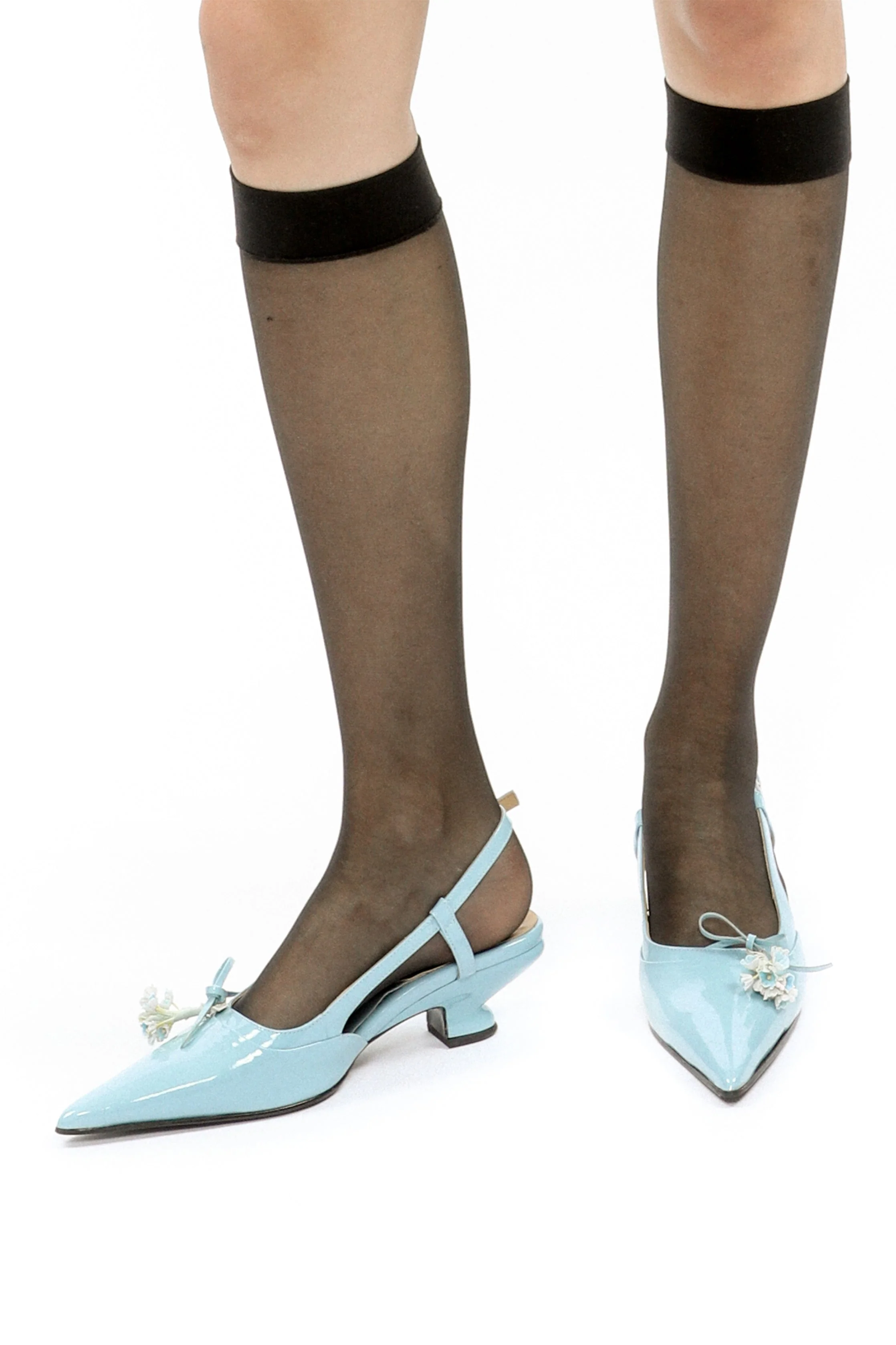 John Fluevog x Anna Sui Slingback Heels - Blue - Image 7