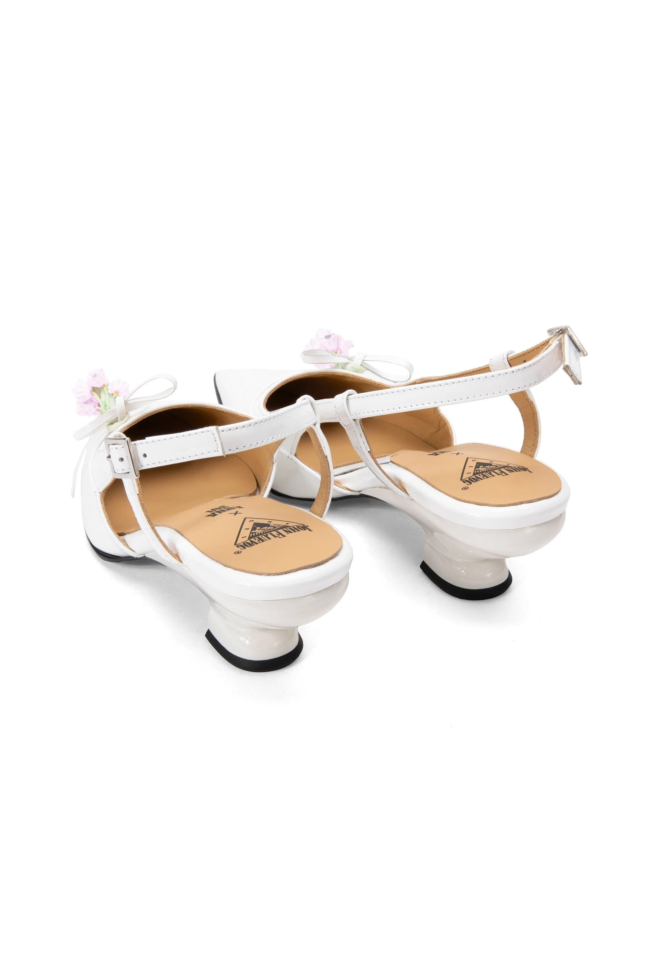John Fluevog x Anna Sui Slingback Heels - White - Image 4