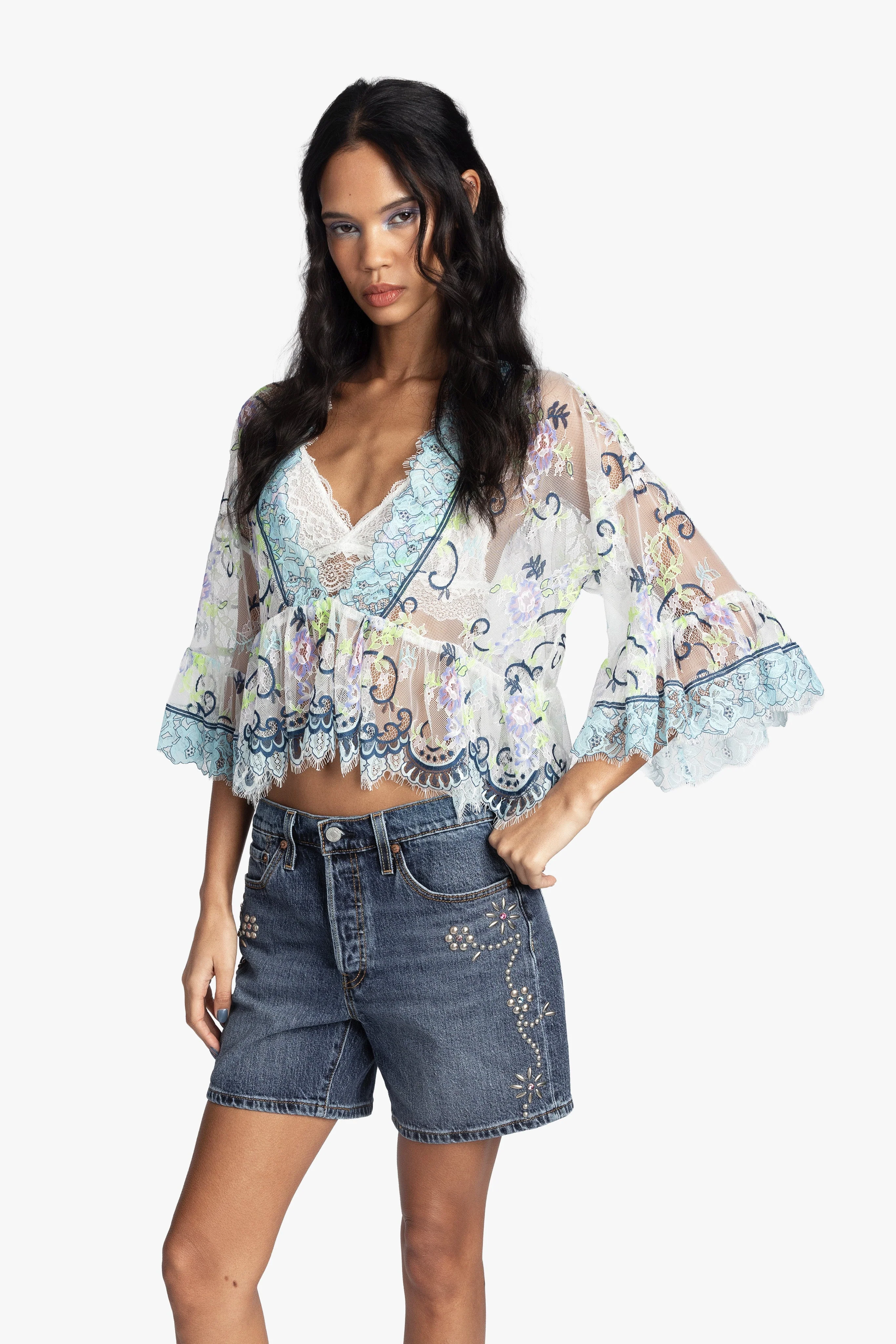 Lady Chatterley's Lace V-Neck Top - Image 3