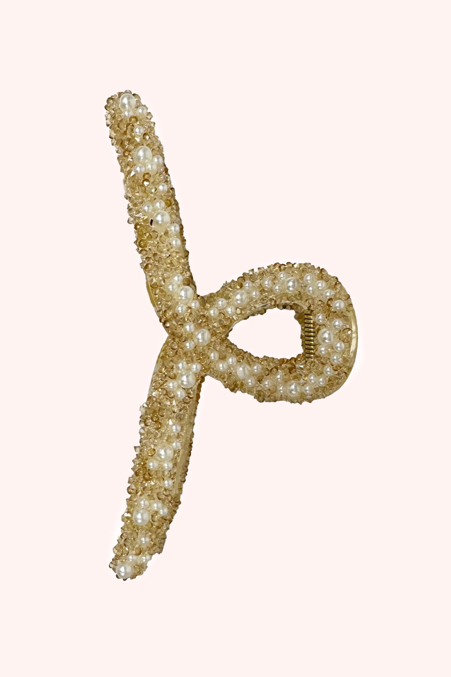 Large Pearl Encrusted French Jaw Clip Ivory