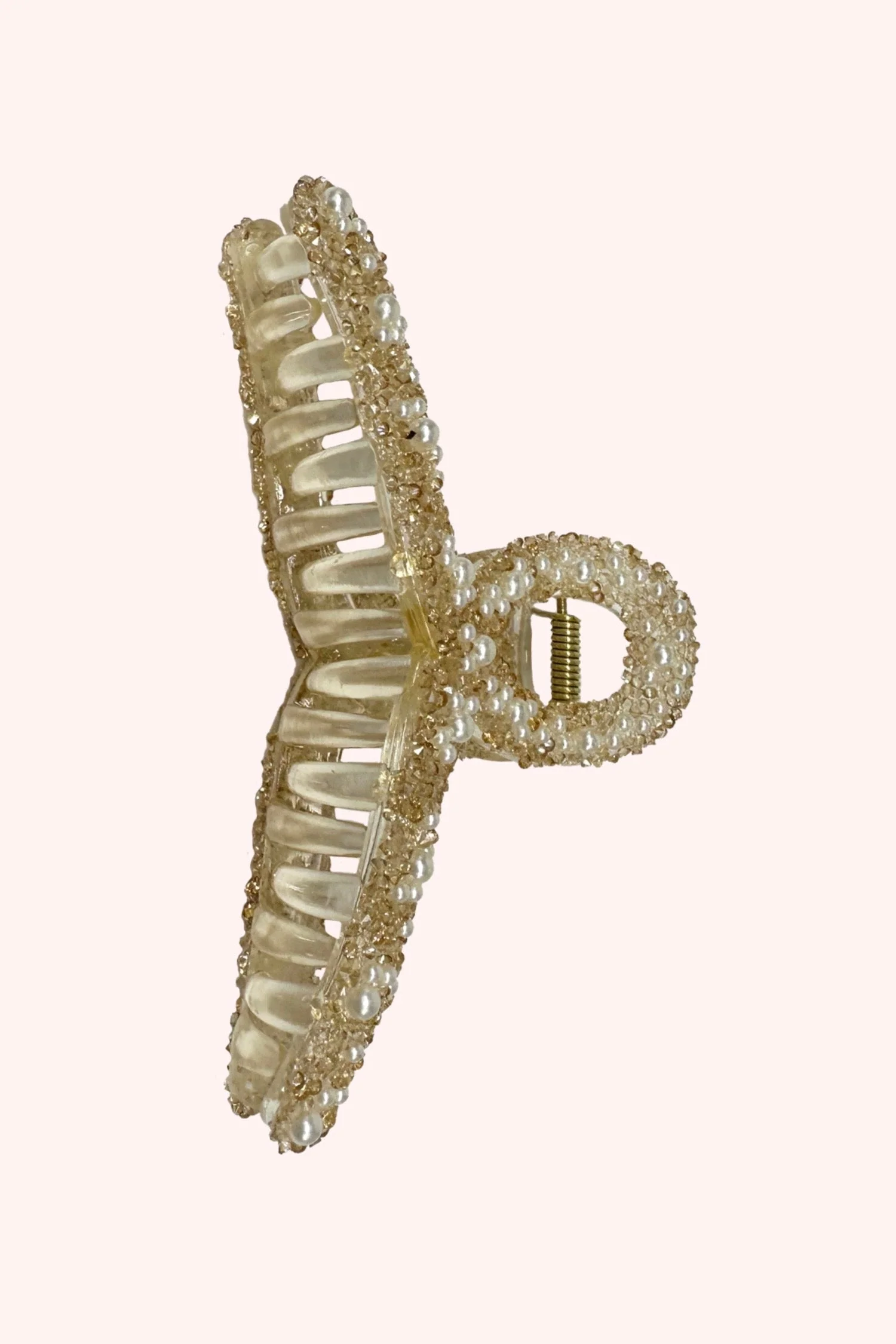 Large Pearl Encrusted French Jaw Clip Ivory - Image 2