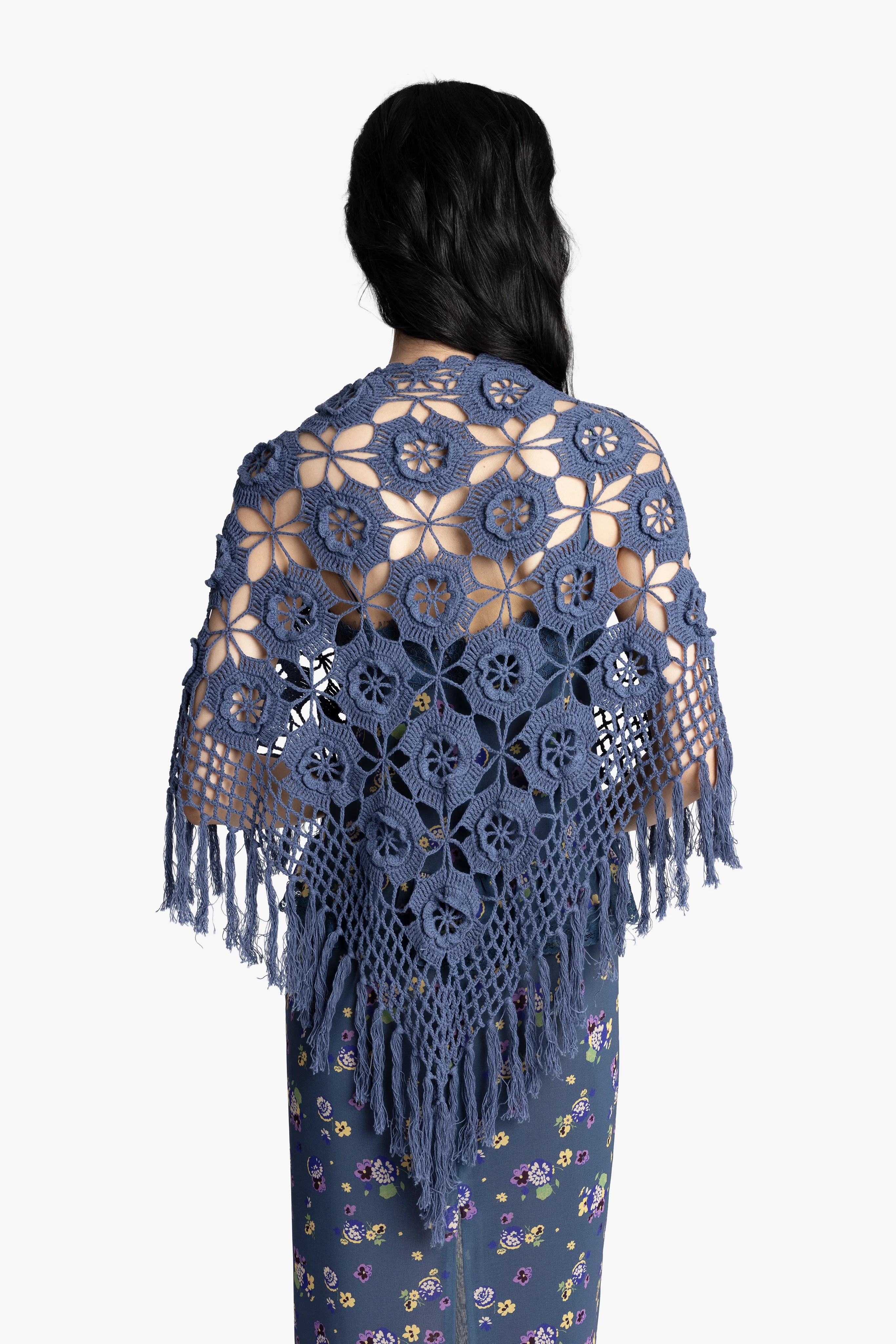 Linen Crochet Shawl- Denim - Image 2
