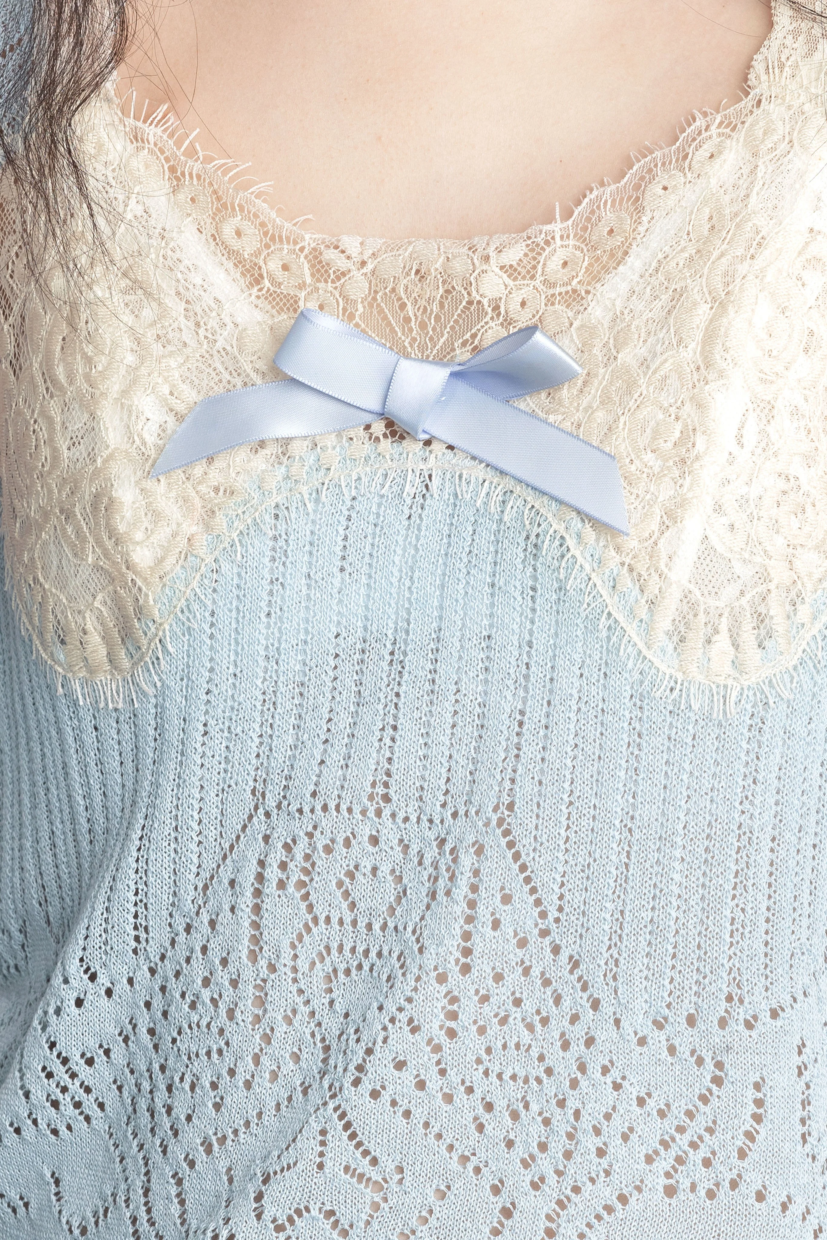 Lingerie Lace Knit Camisole - Sky Blue - Image 6