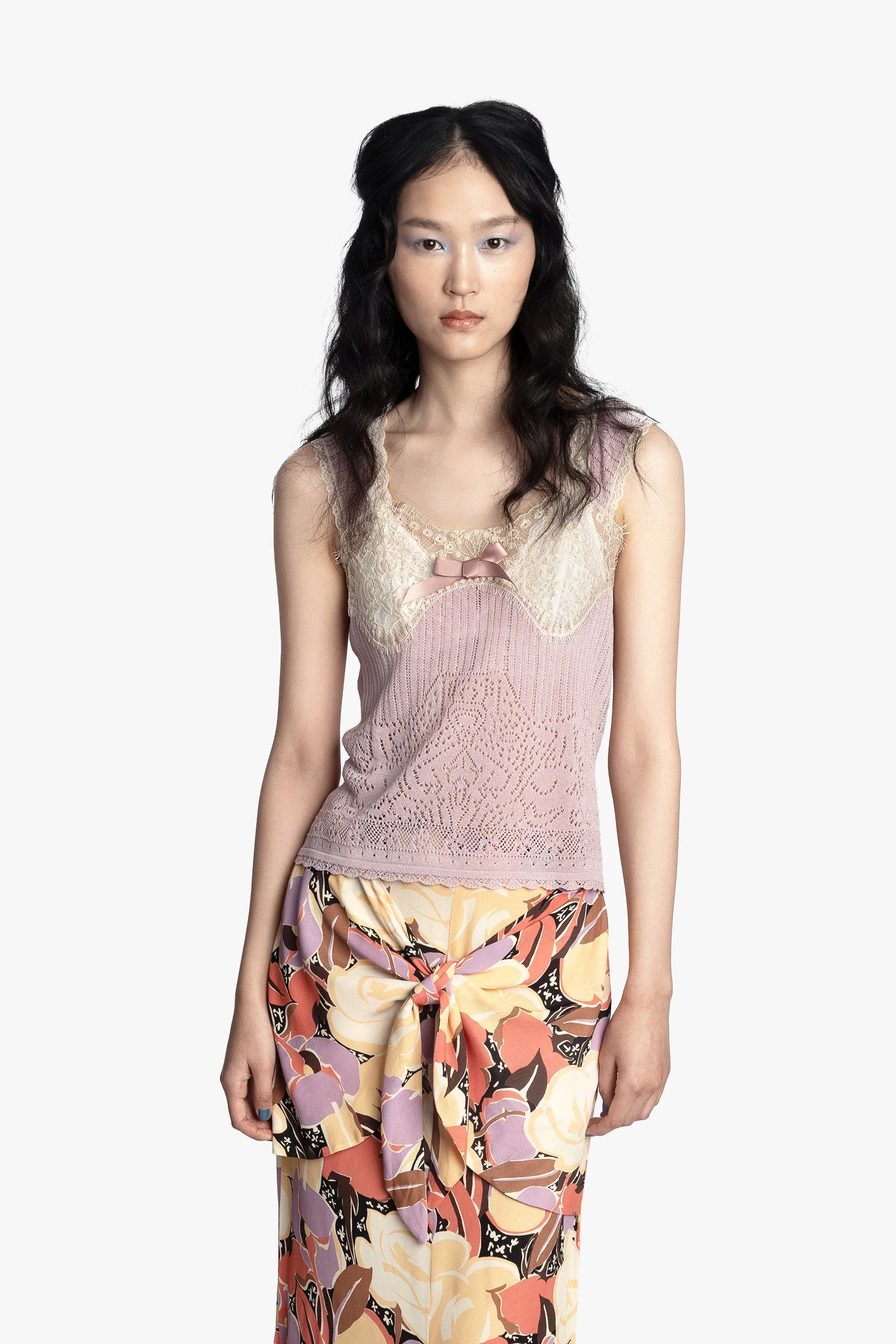 Lingerie Lace Knit Camisole - Blush