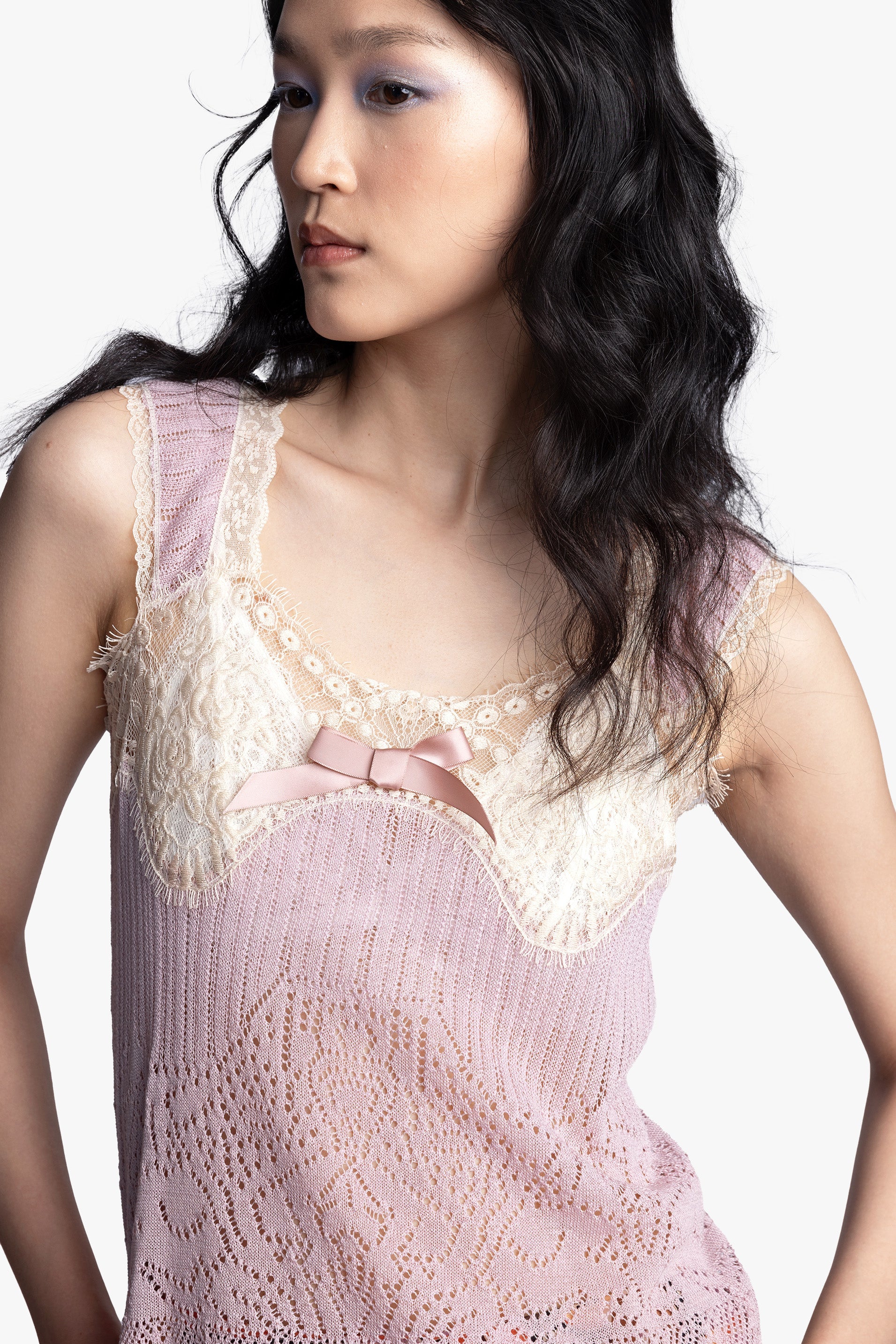 Lingerie Lace Knit Camisole - Blush - Image 2