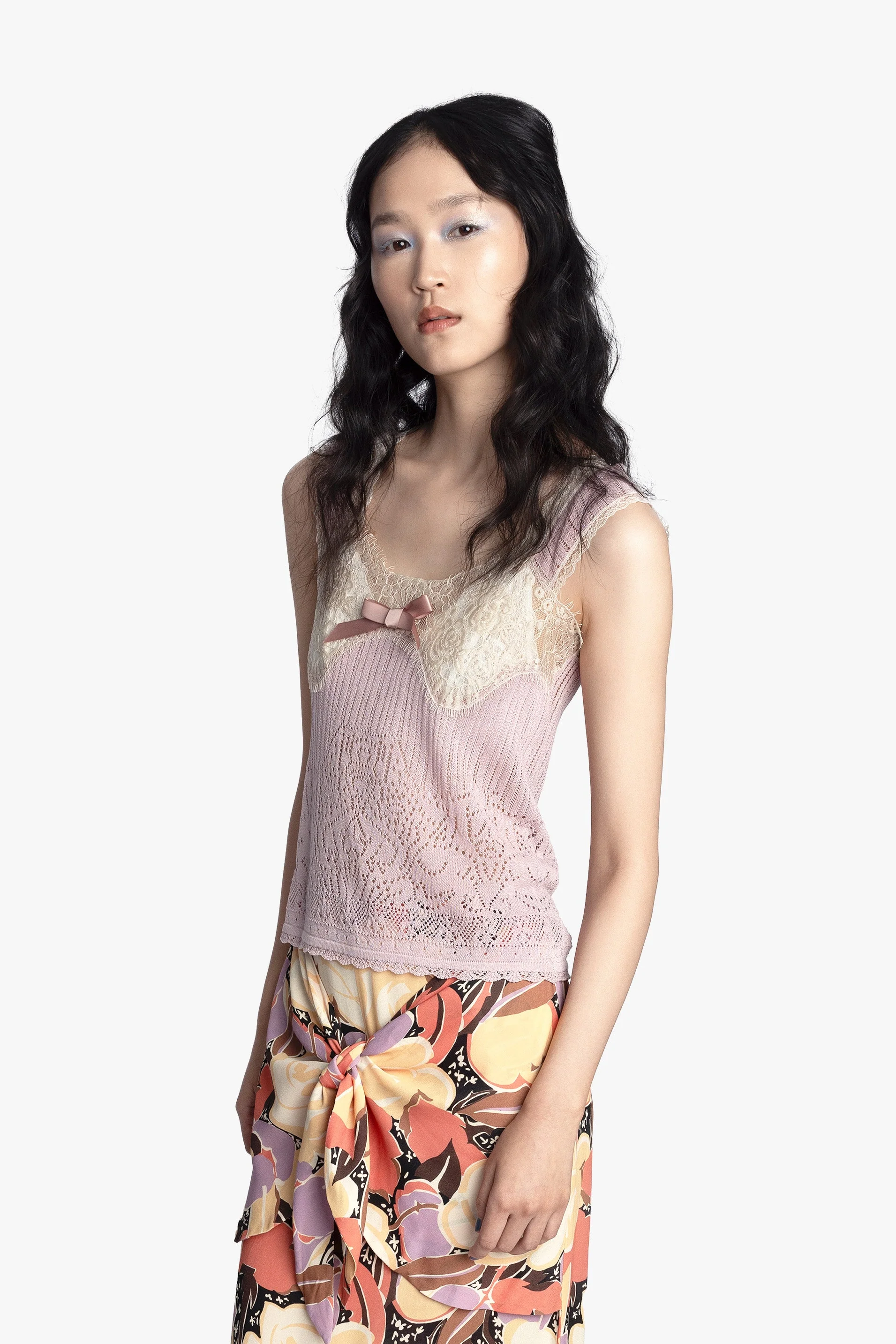 Lingerie Lace Knit Camisole - Blush - Image 3
