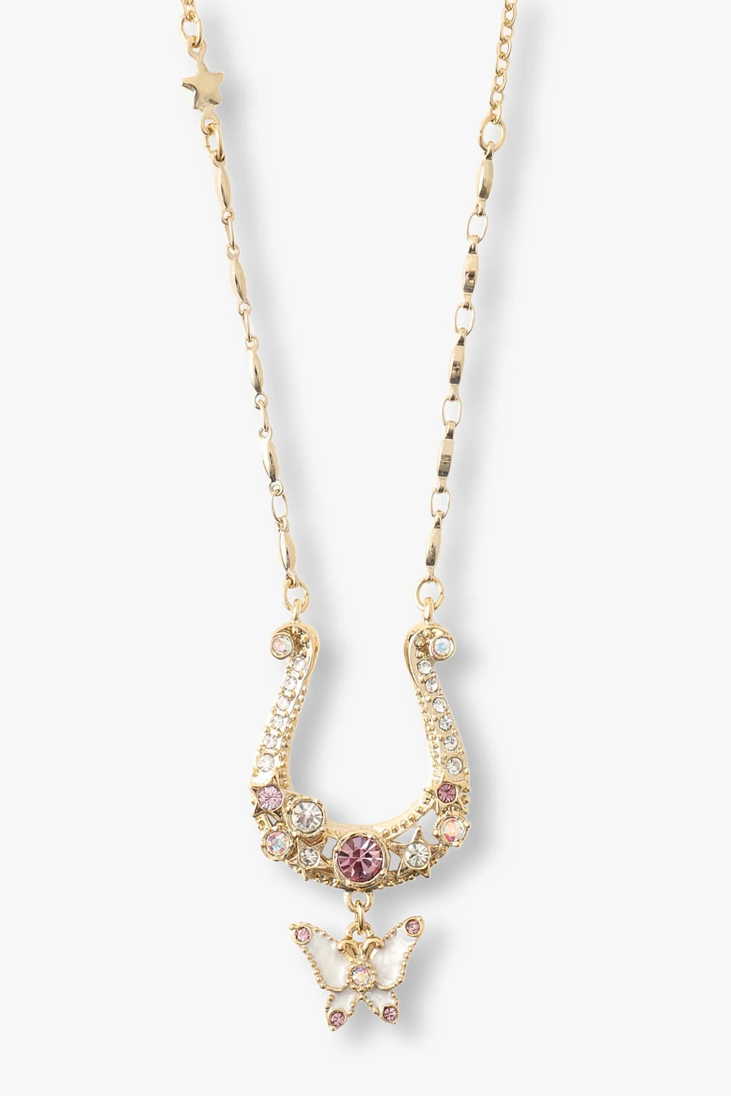Lucky Horseshoe Charm Necklace - Gold - Image 2