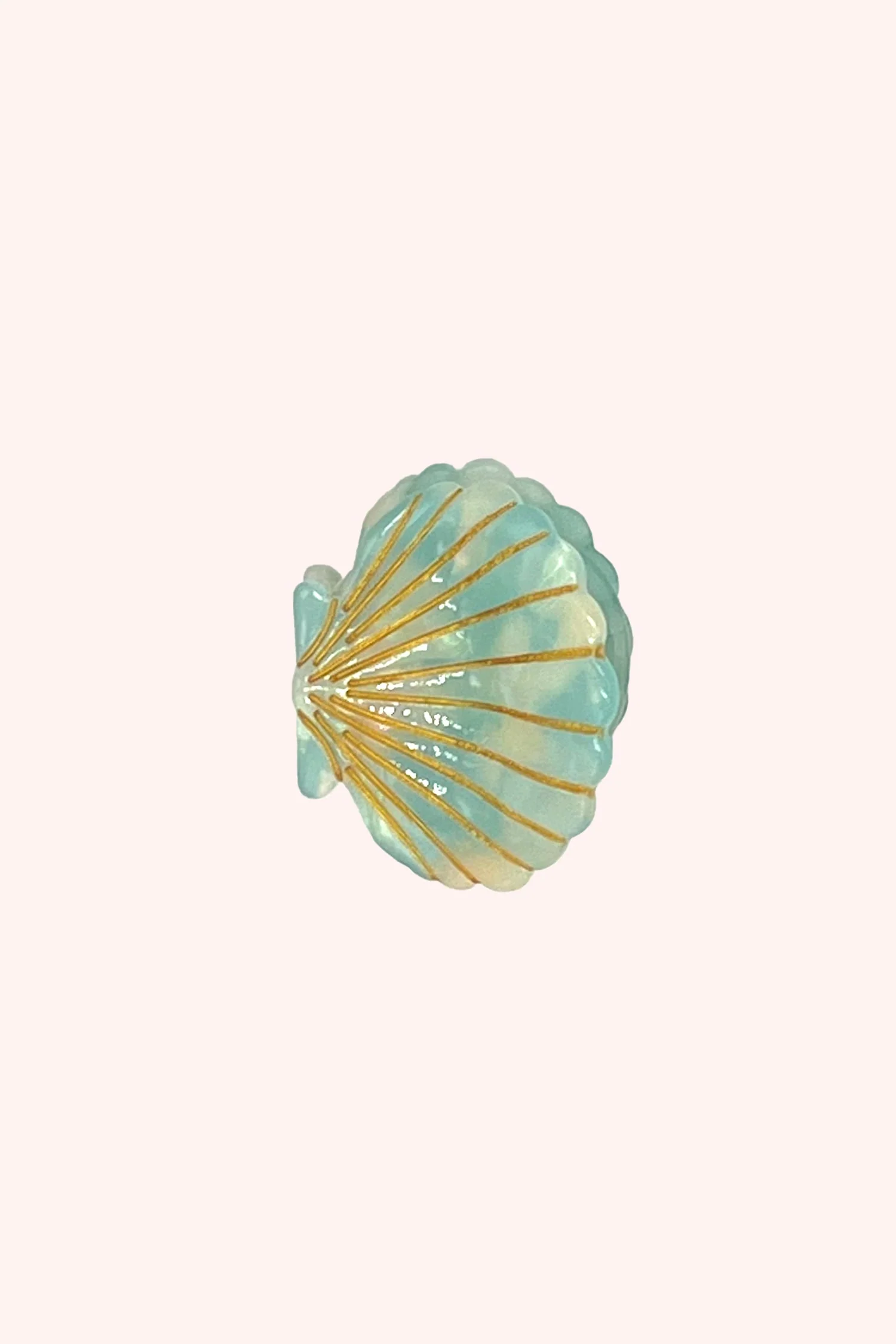 Medium Ivory Aqua Pastel Sea Shell Jaw Clip