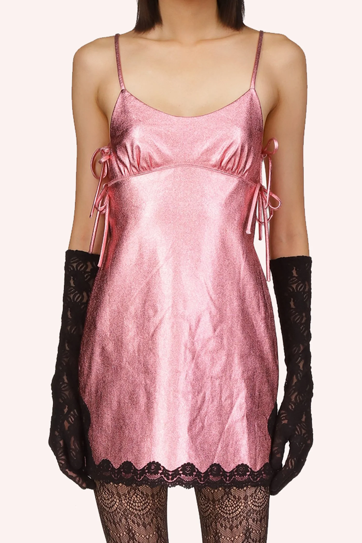 Metallic Faux Leather Mini Dress - Image 4
