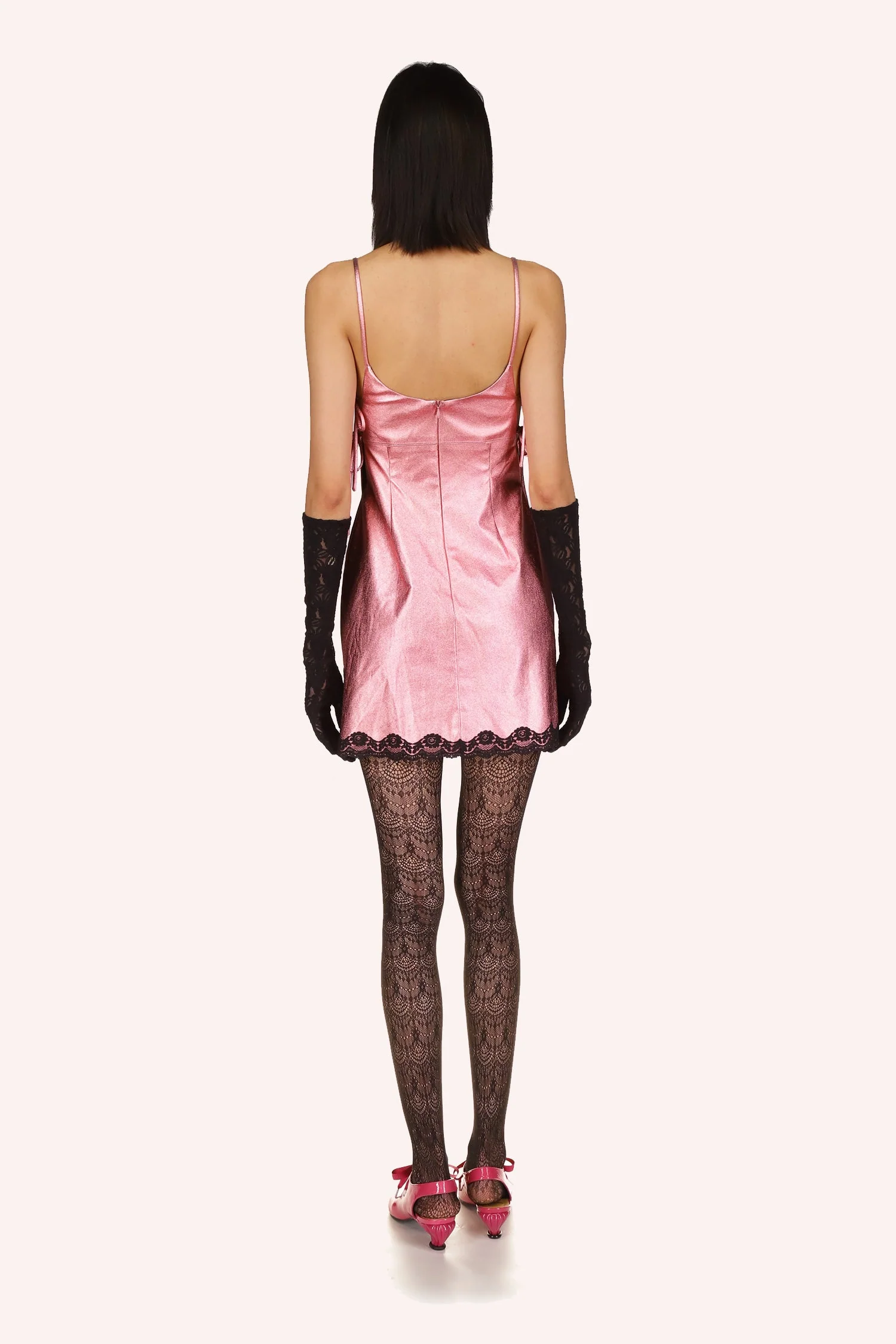 Metallic Faux Leather Mini Dress - Image 5