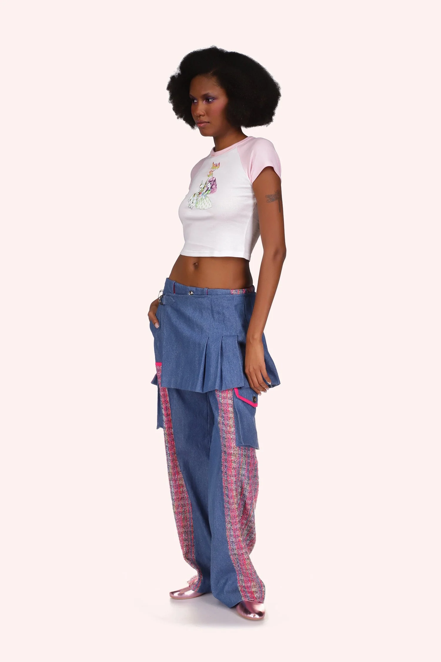 Micro Ribbed Raglan Baby Tee Pink - Image 3