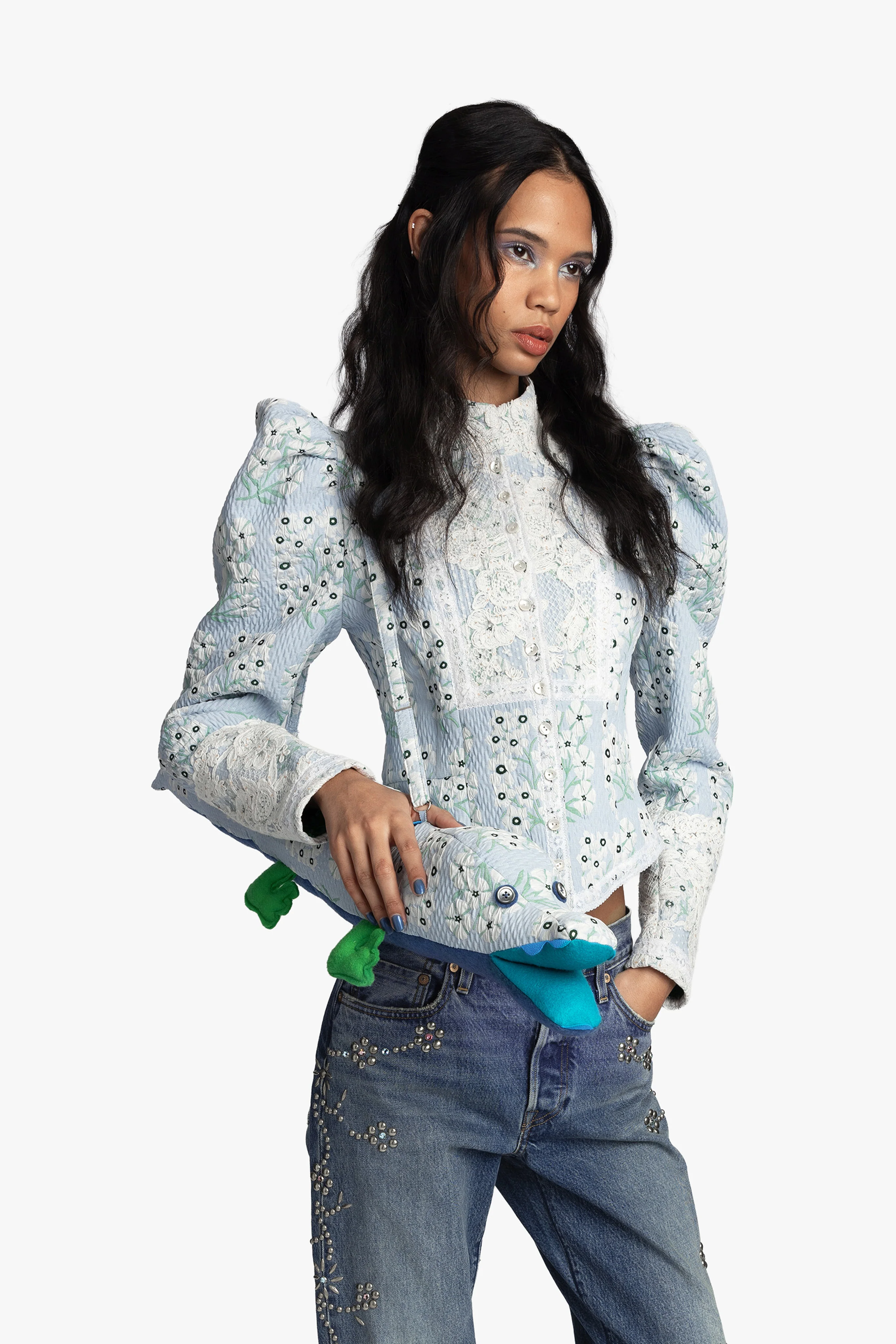 Morning Glory Brocade Victorian Jacket - Image 3