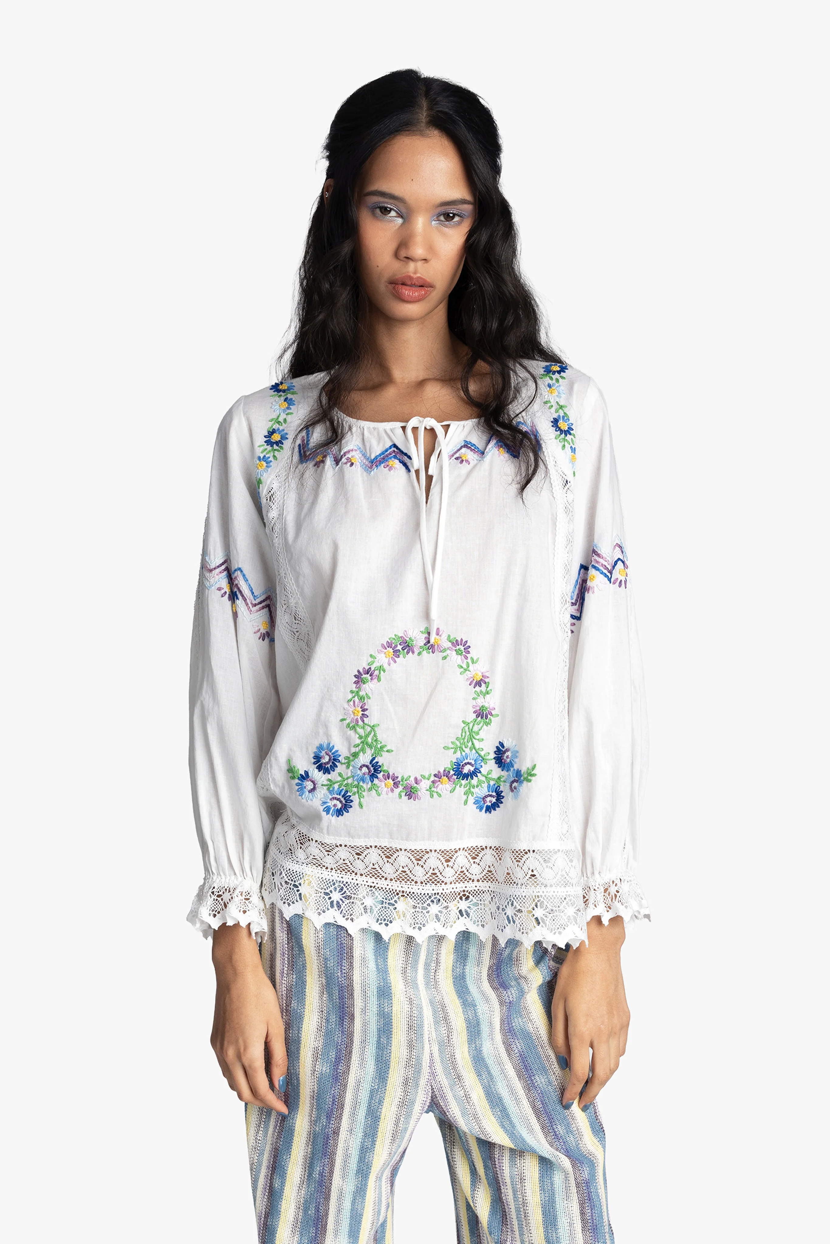 Morning Glory Embroidery Blouse