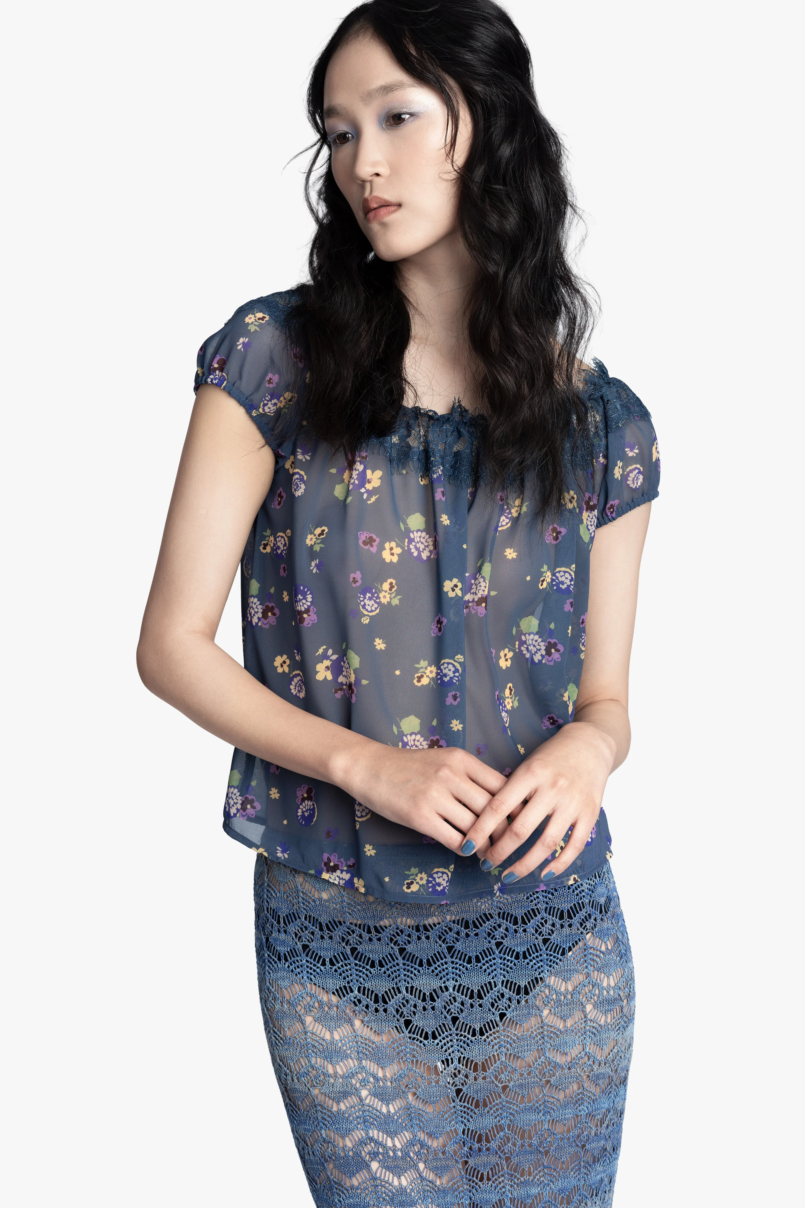 Night Blooming Chiffon Top - Image 2