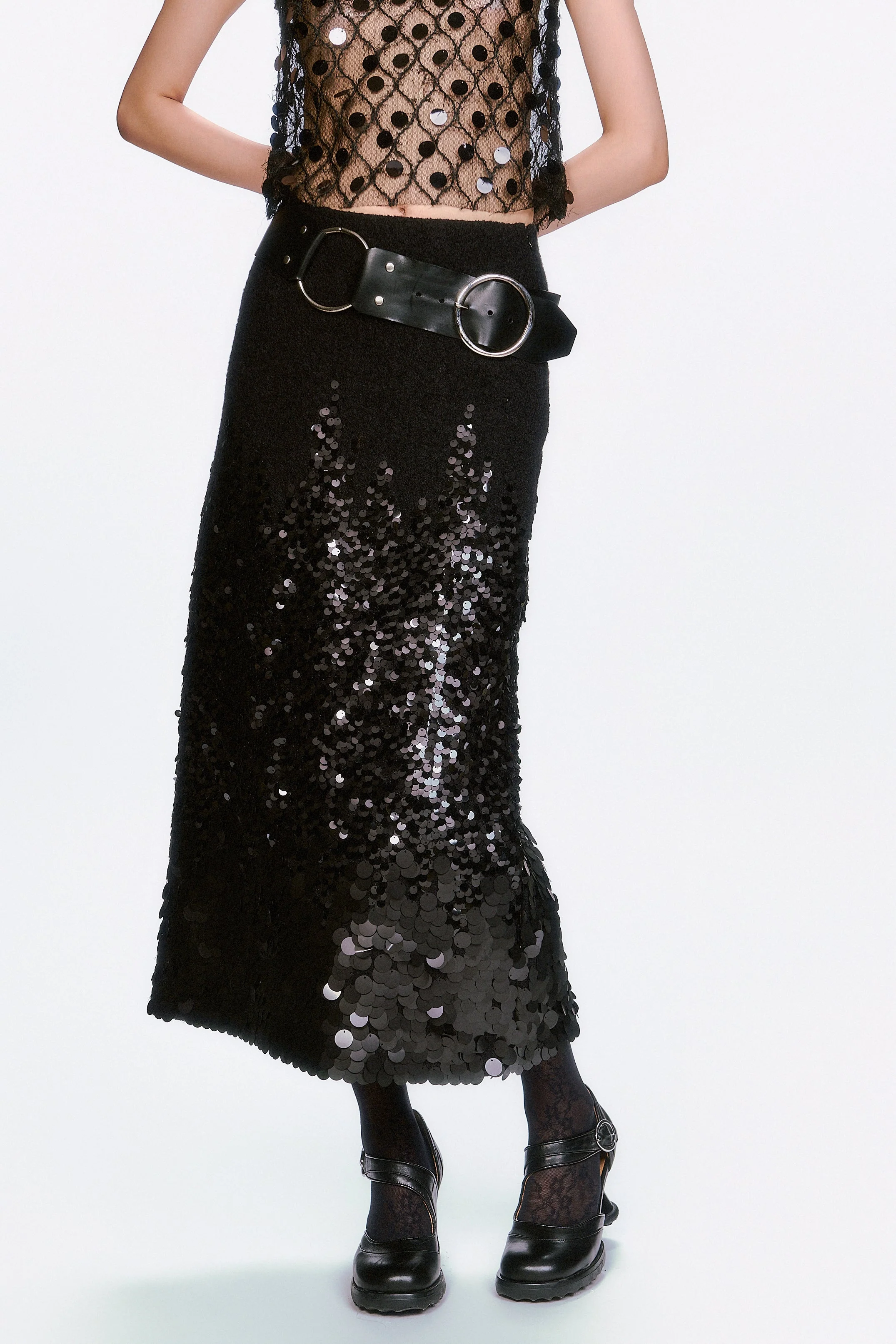 O-Ring Leather Belt - Black - Image 4