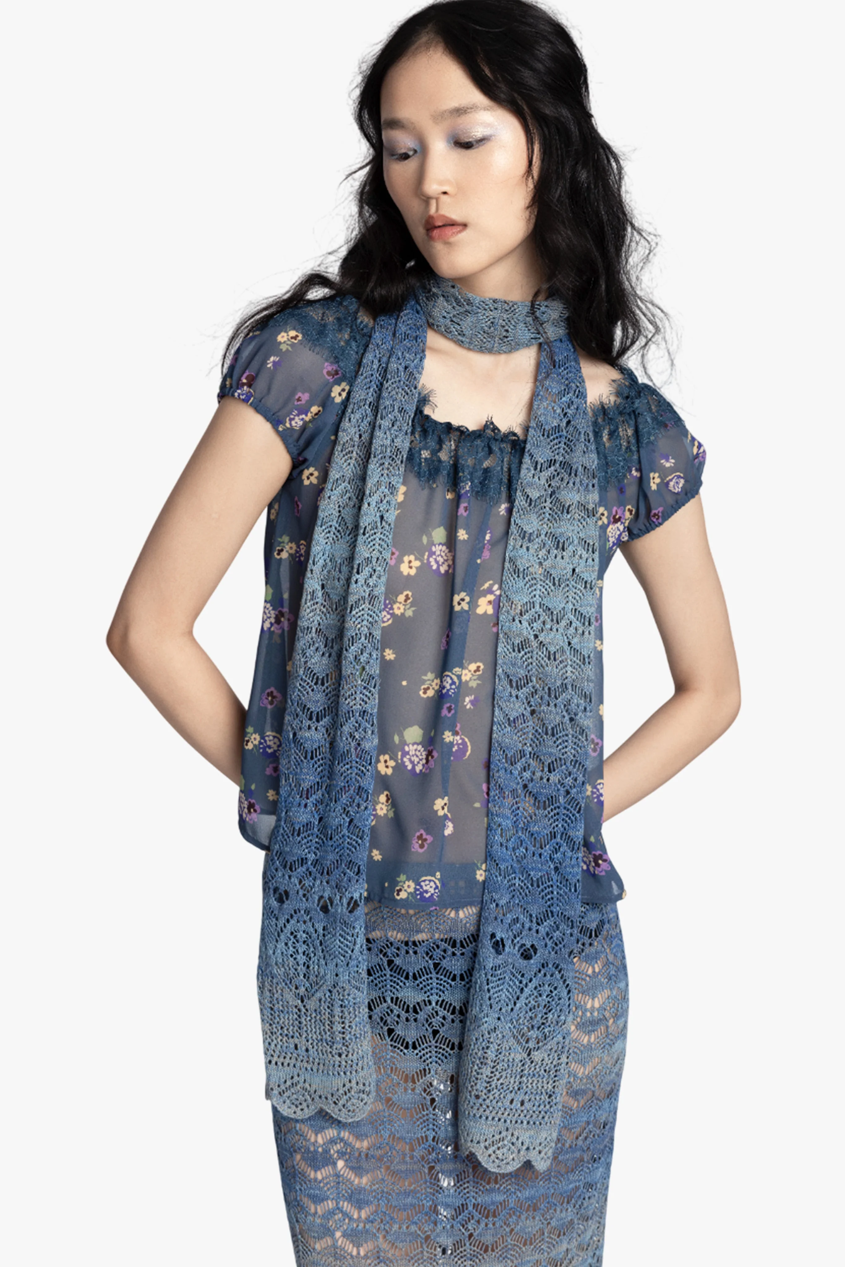 Ombre Space Dye Crochet Scarf - Twilight - Image 3