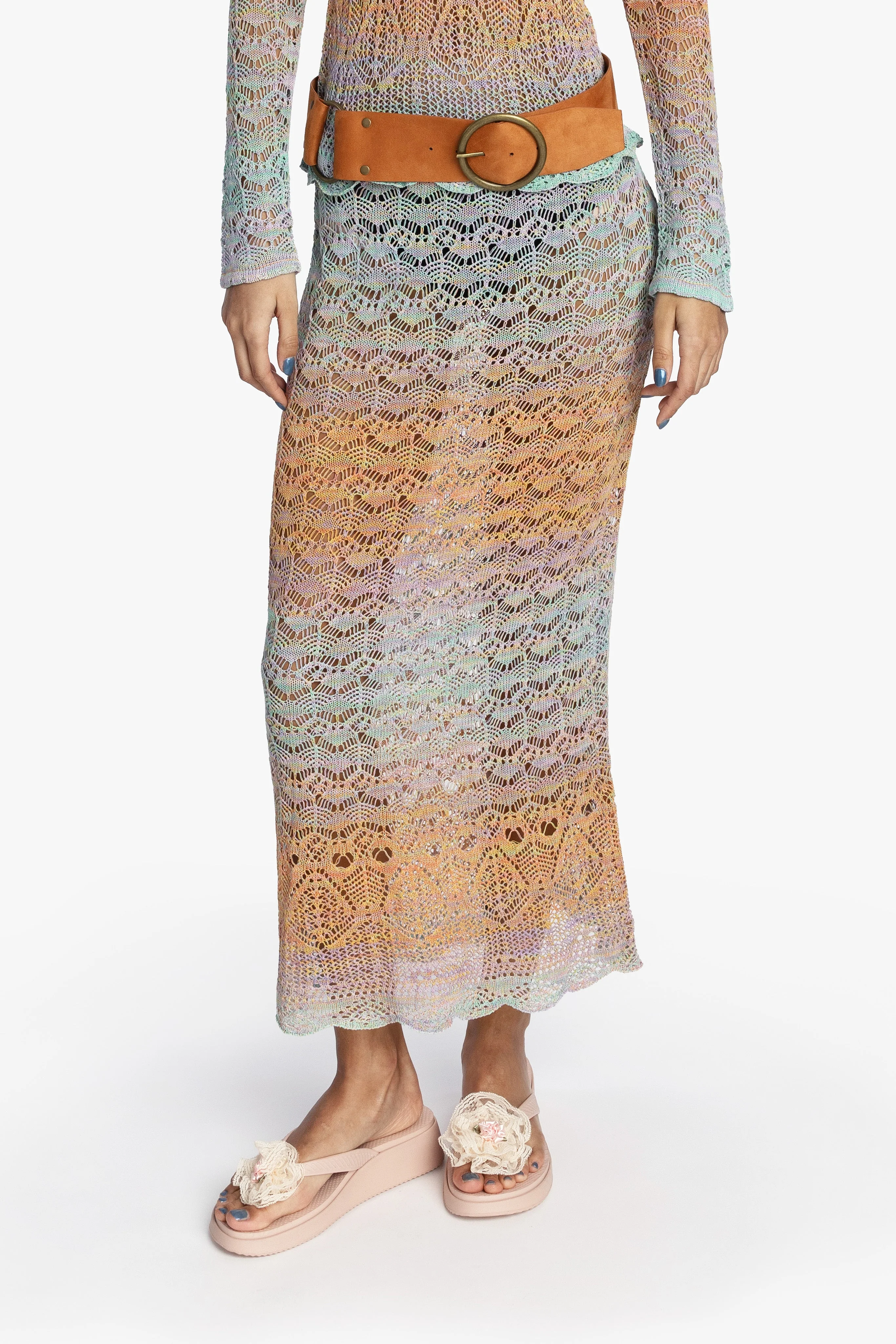 Ombre Space Dye Crochet Skirt - Sunset