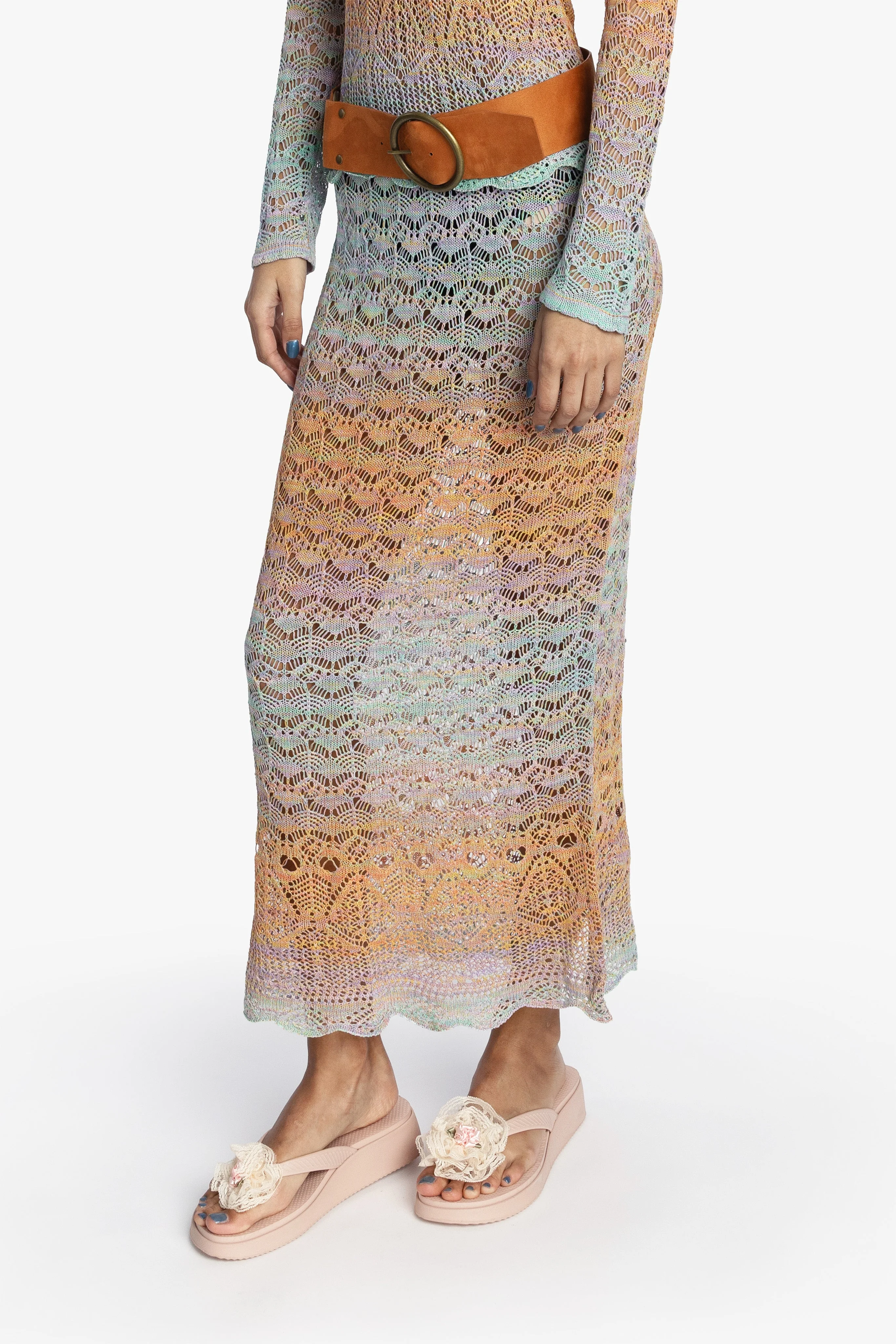 Ombre Space Dye Crochet Skirt - Sunset - Image 4