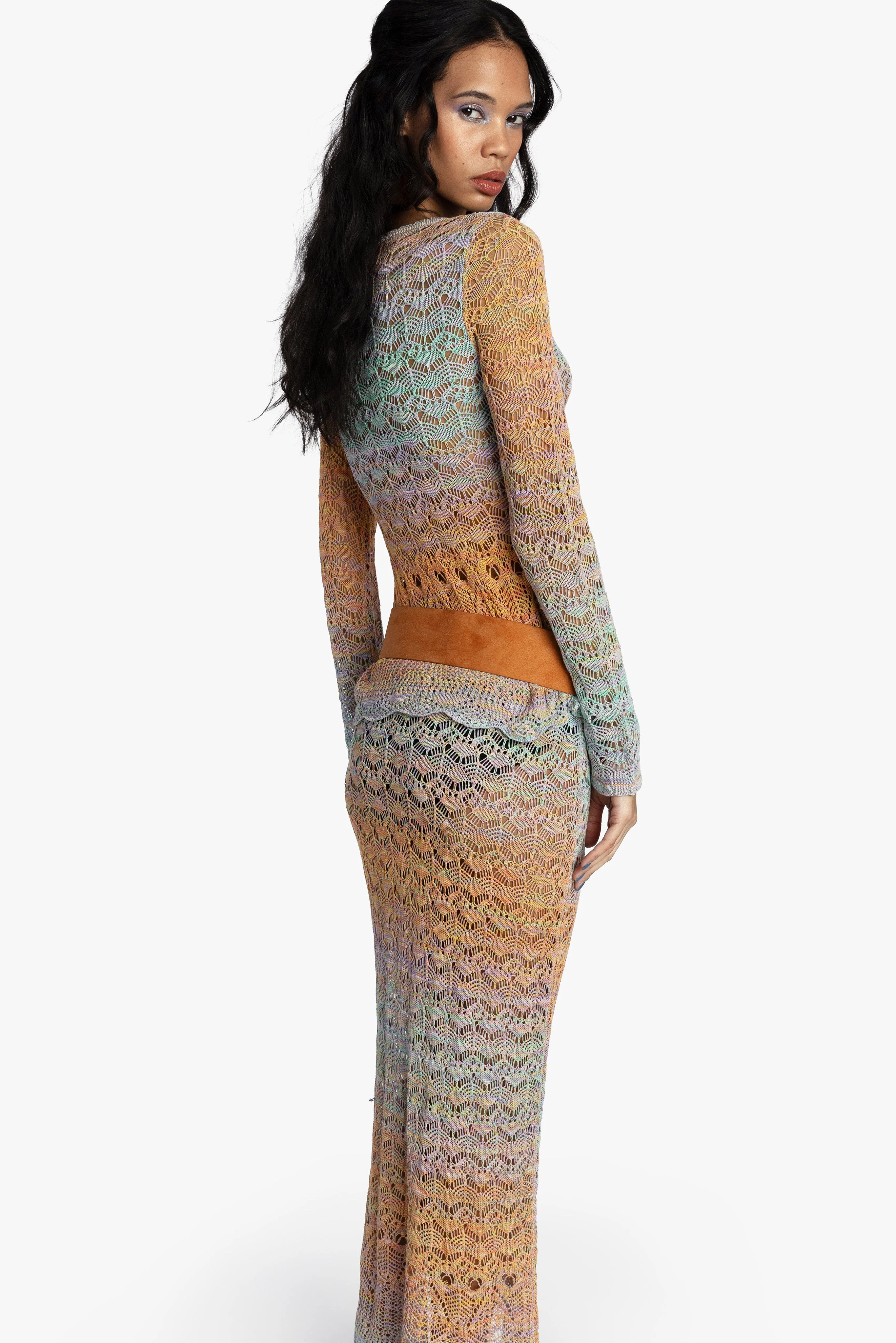 Ombre Space Dye Crochet Skirt - Sunset - Image 6