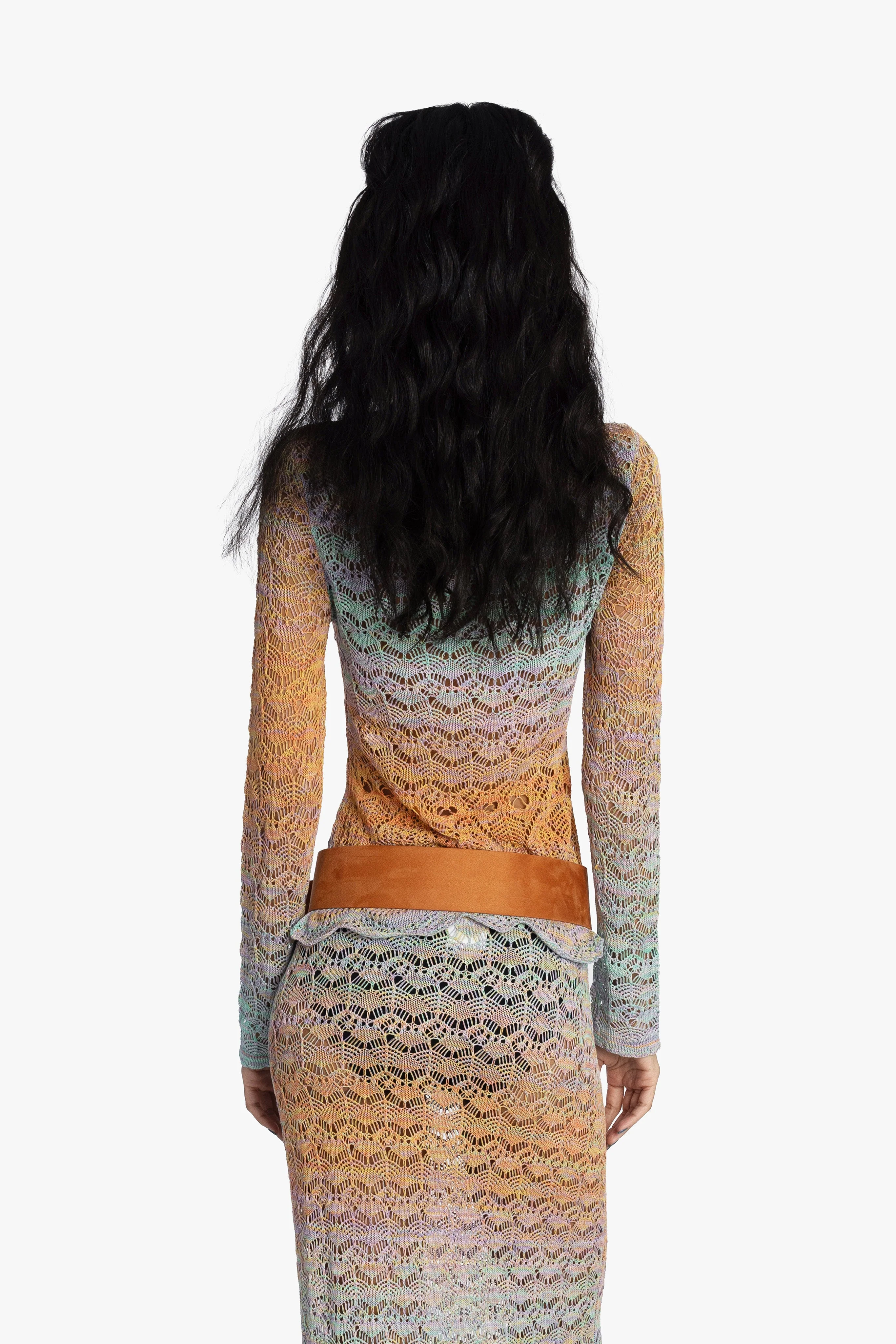 Ombre Space Dye Crochet Top - Sunset - Image 5