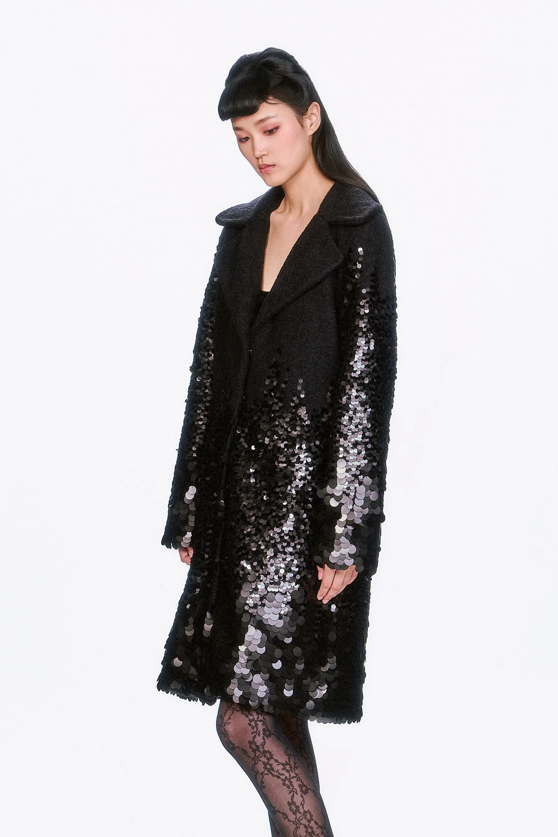 Paillettes Wool Coat - Image 4