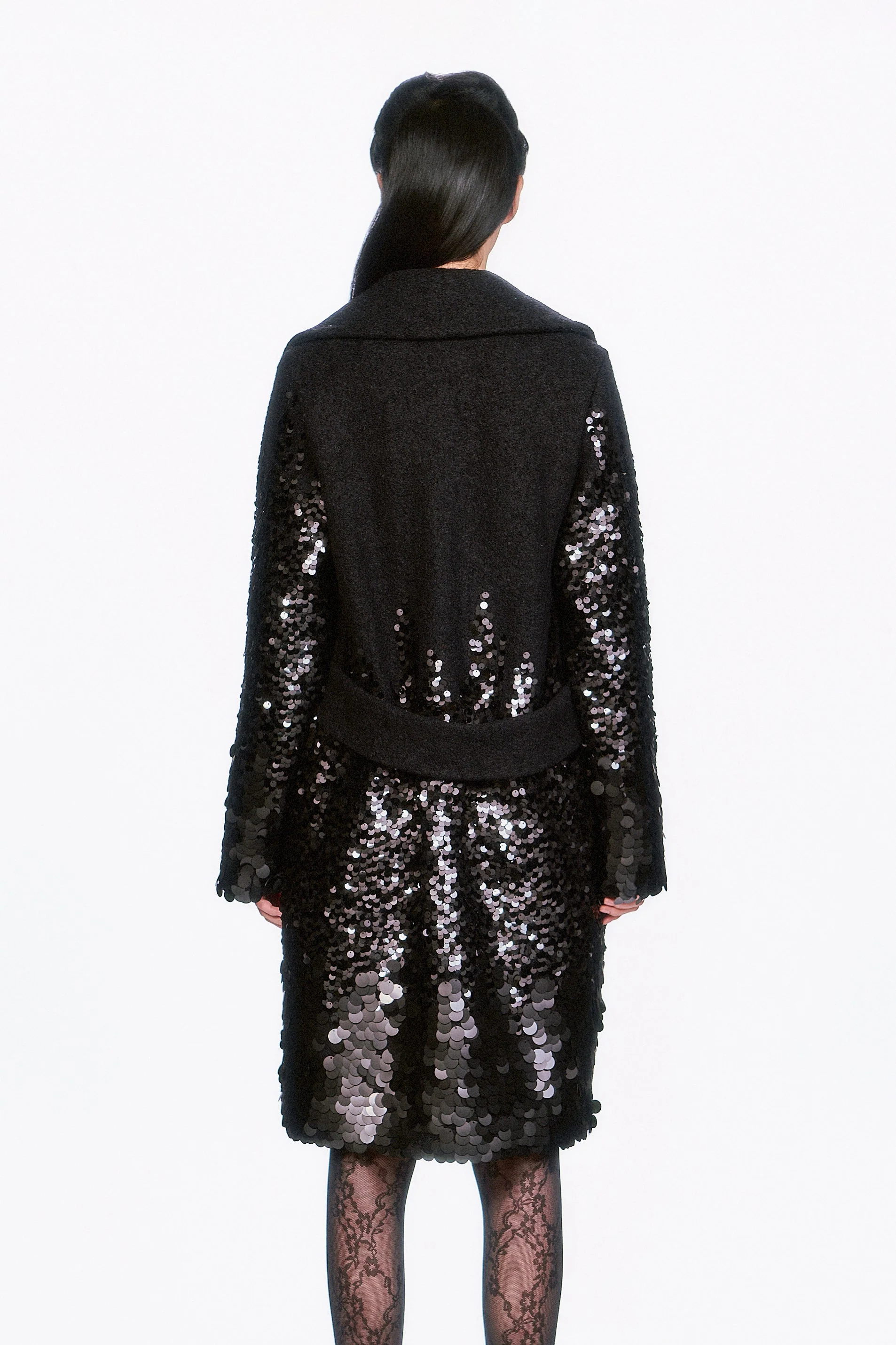 Paillettes Wool Coat - Image 5