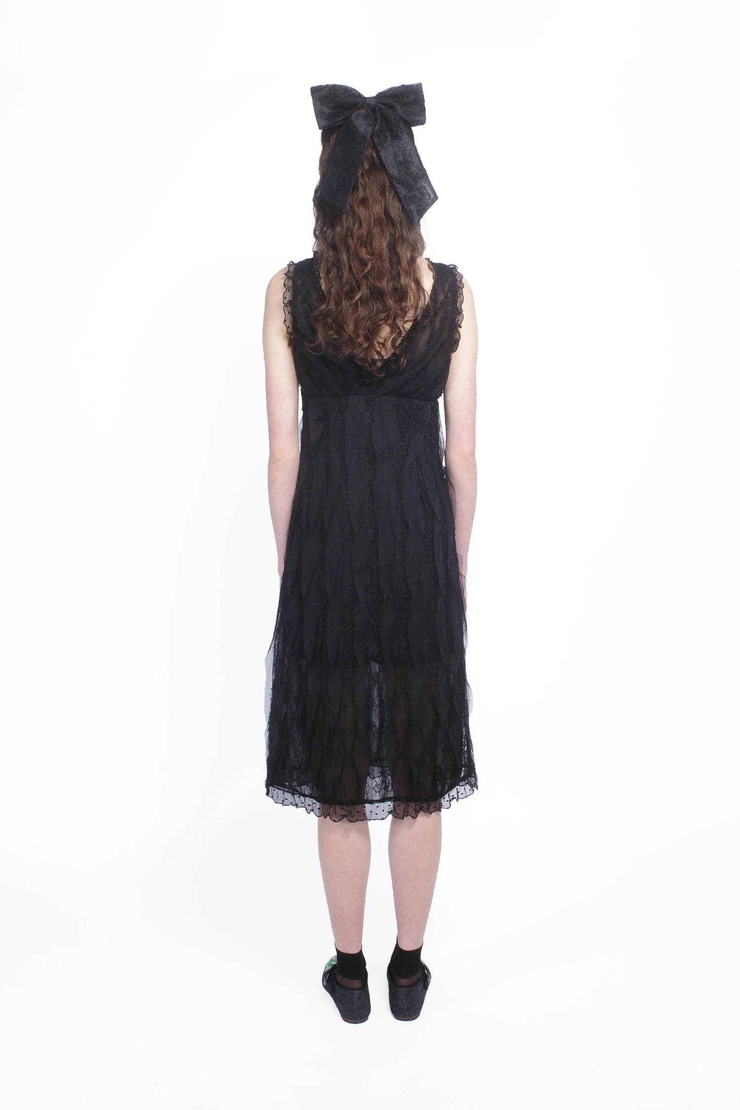 Black Combo Sleeveless Lace Dress - Image 3