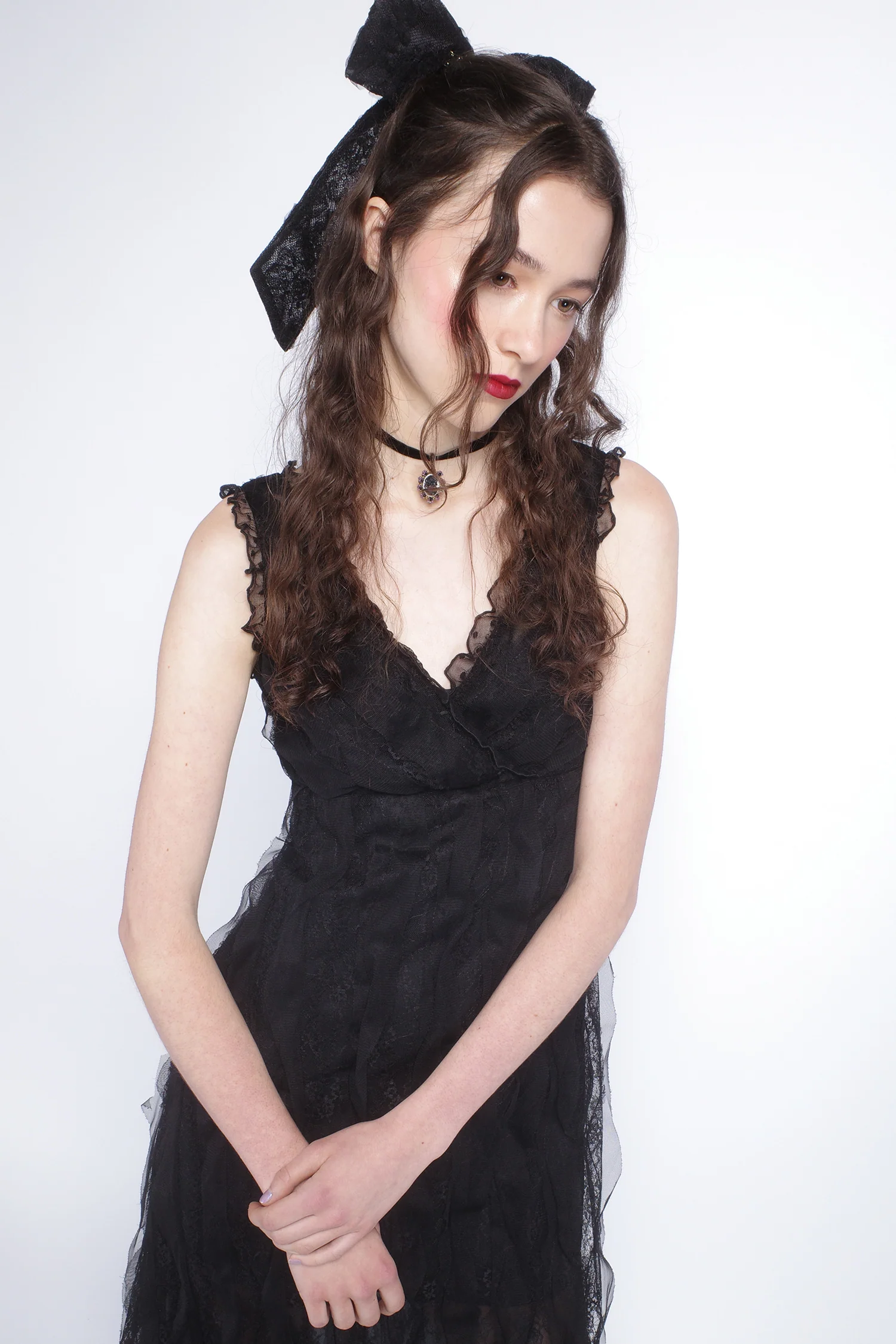 Black Combo Sleeveless Lace Dress - Image 4