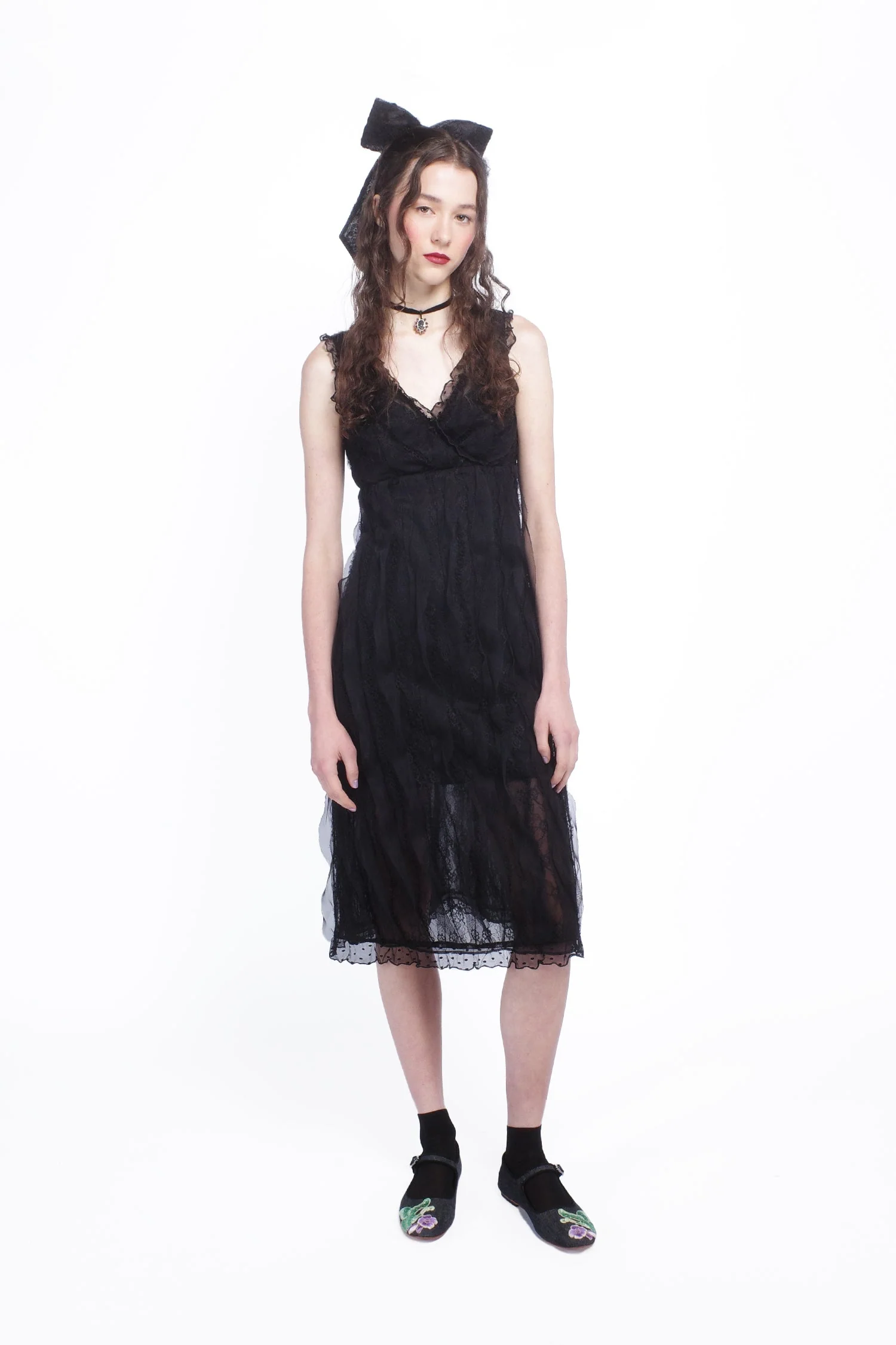 Black Combo Sleeveless Lace Dress - Image 5