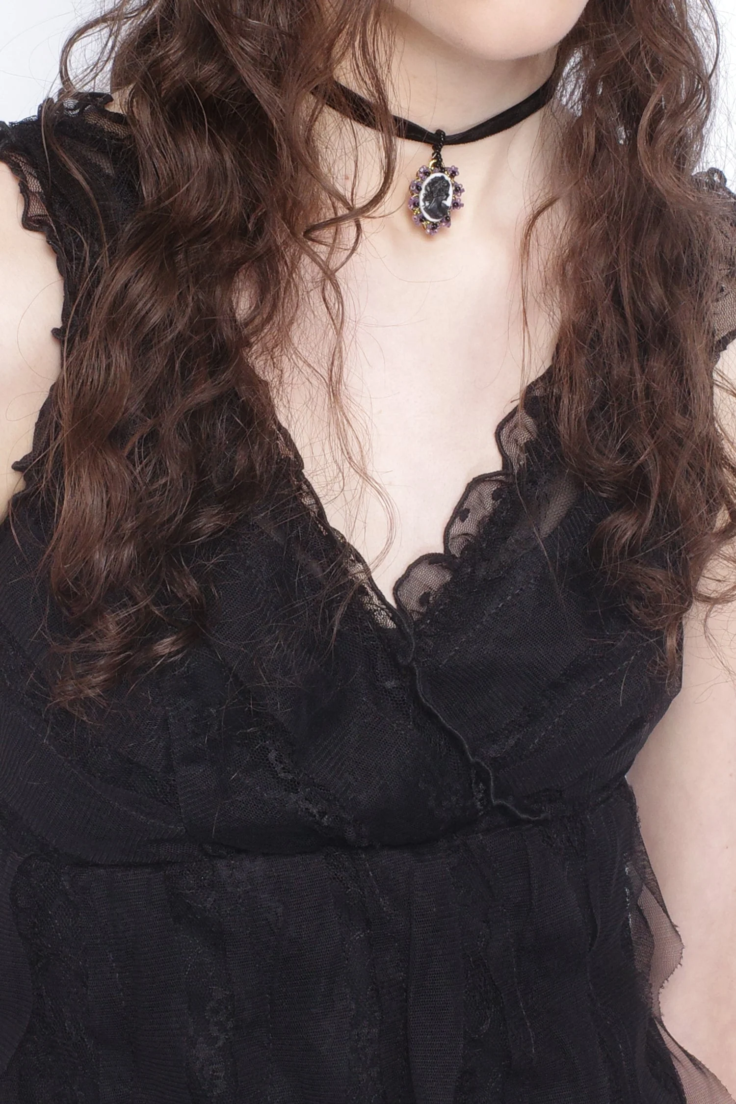 Black Combo Sleeveless Lace Dress - Image 6