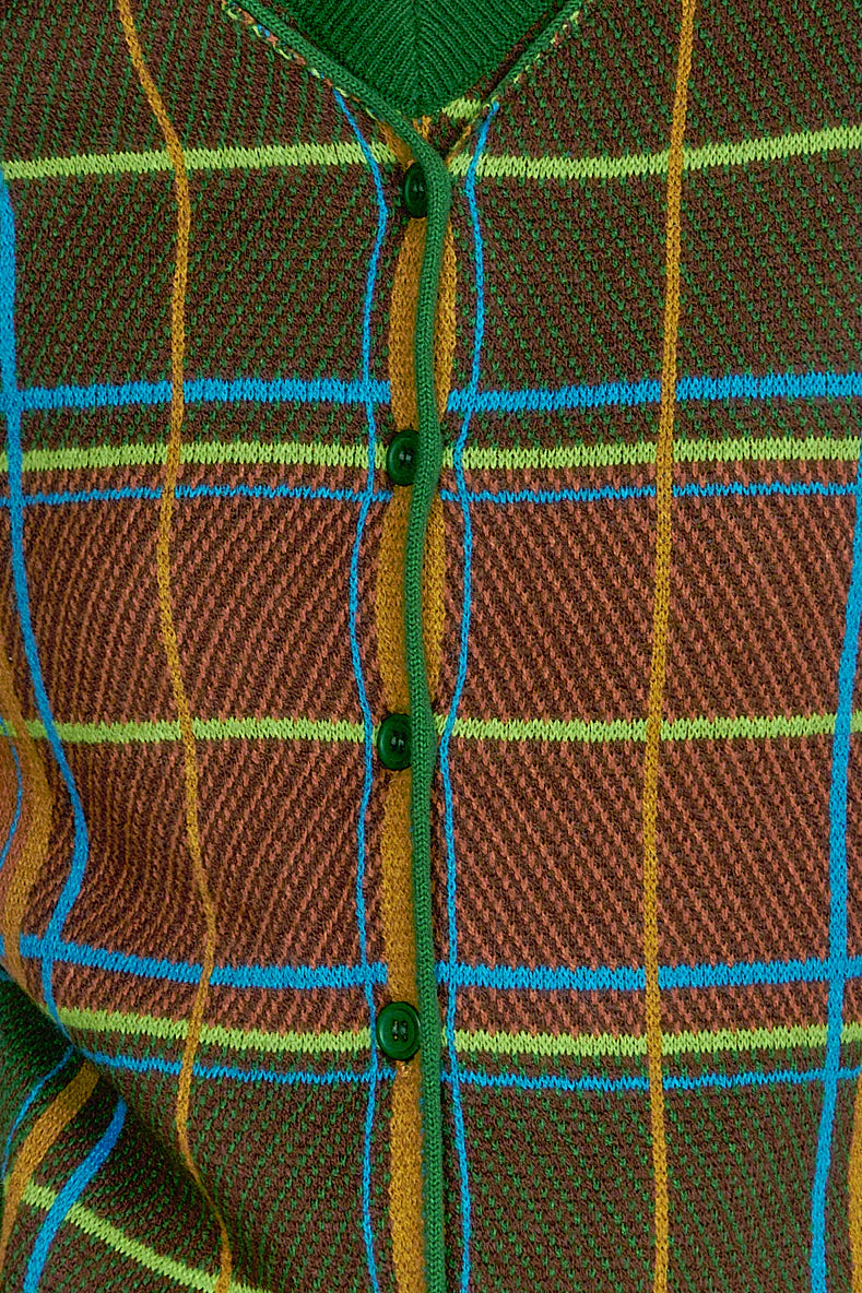 Plaid Cardigan - Leaf Green - Image 7
