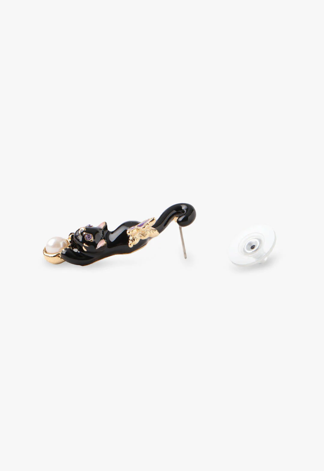 Playful Cat & Pearl Drop Earrings - Image 3