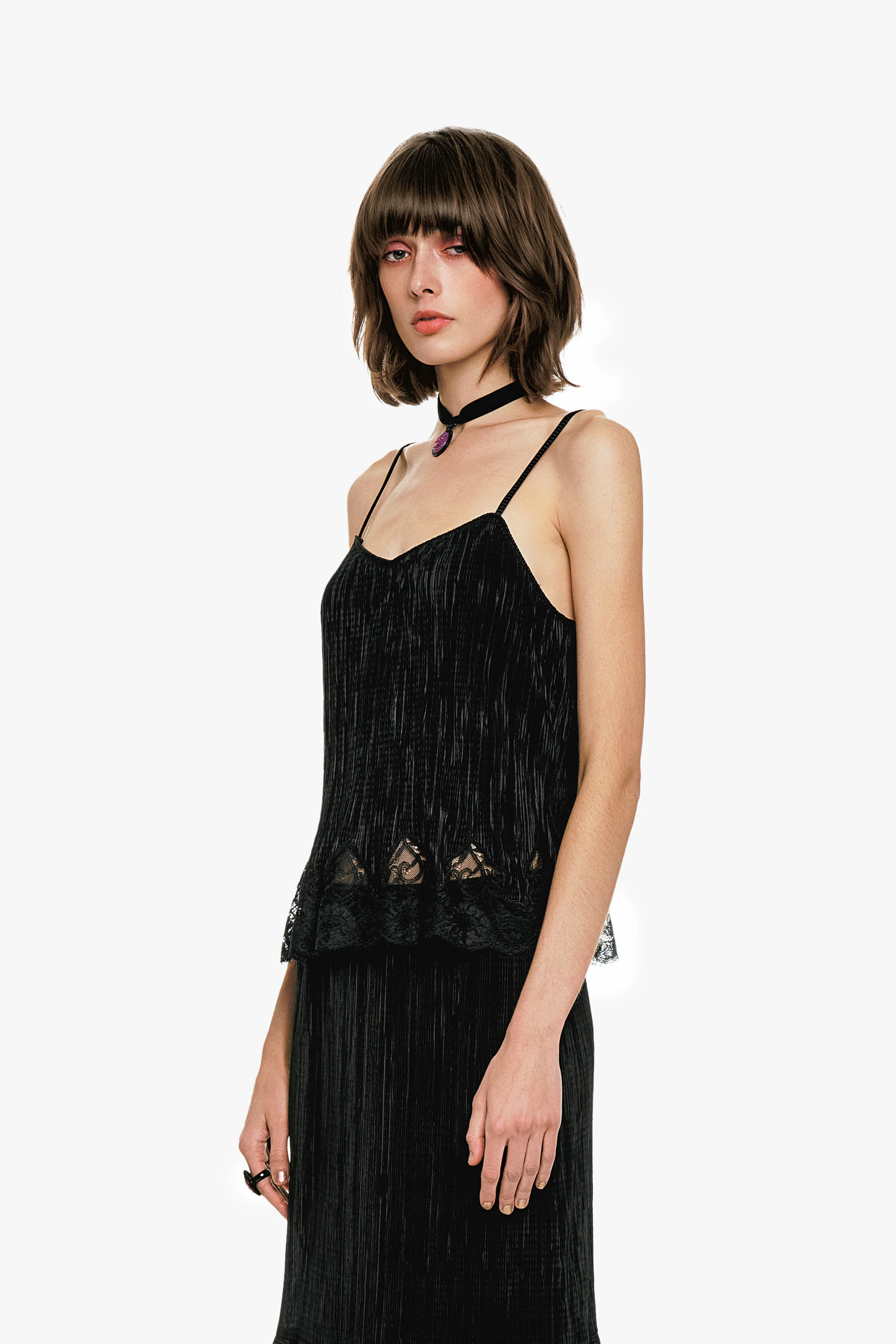 Plissé Lace Trimmed Cami Top - Image 4