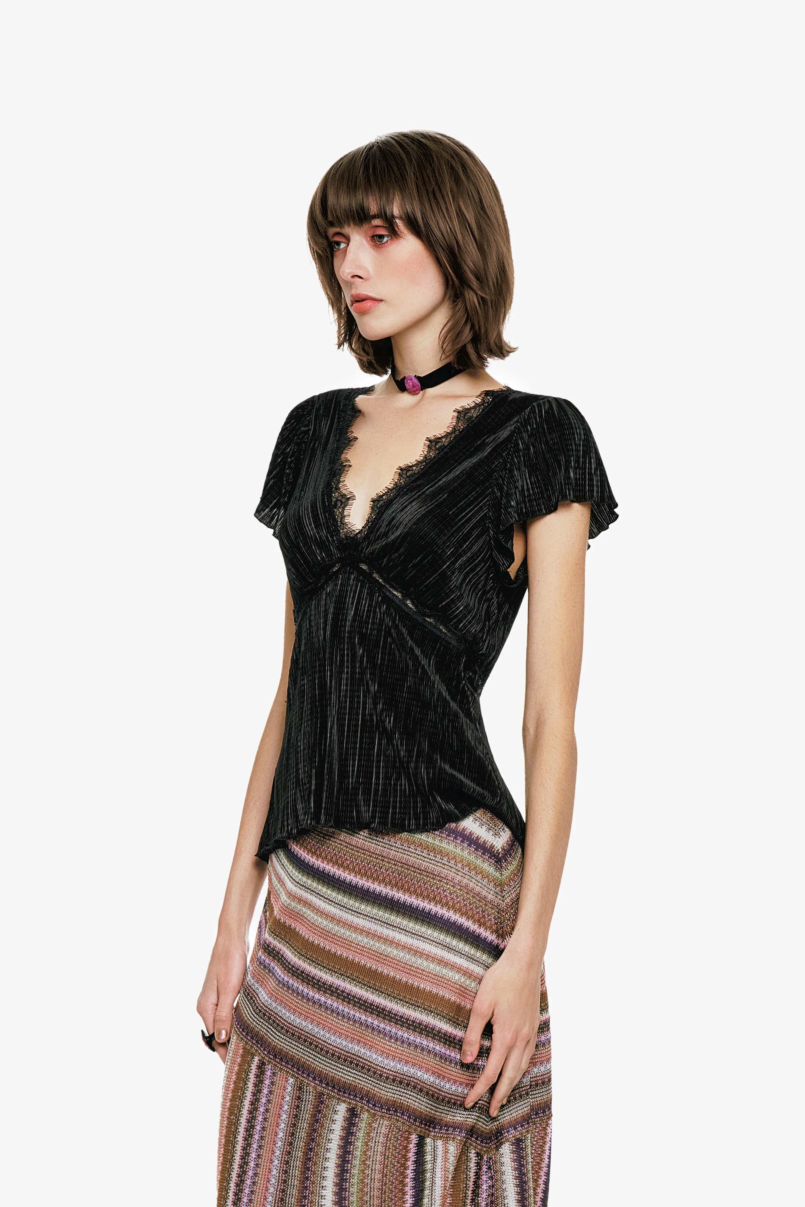 Plissé V-Neck Top - Image 4