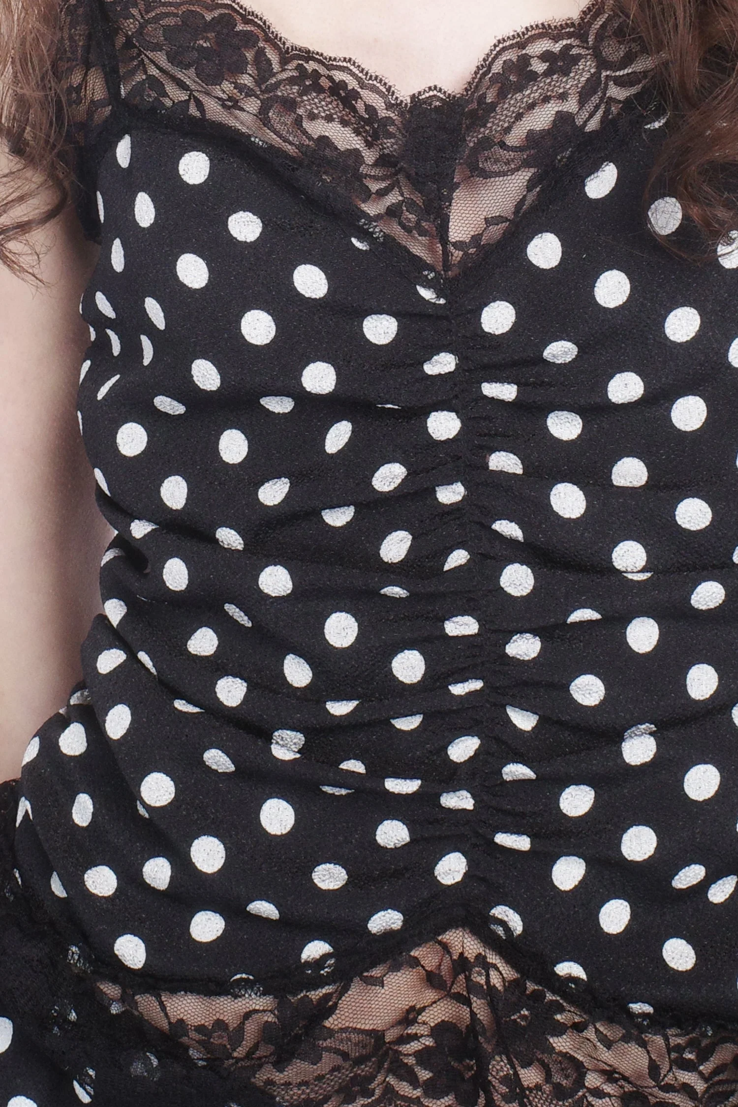 Polka Dot Ruched Lace Camisole - Image 6