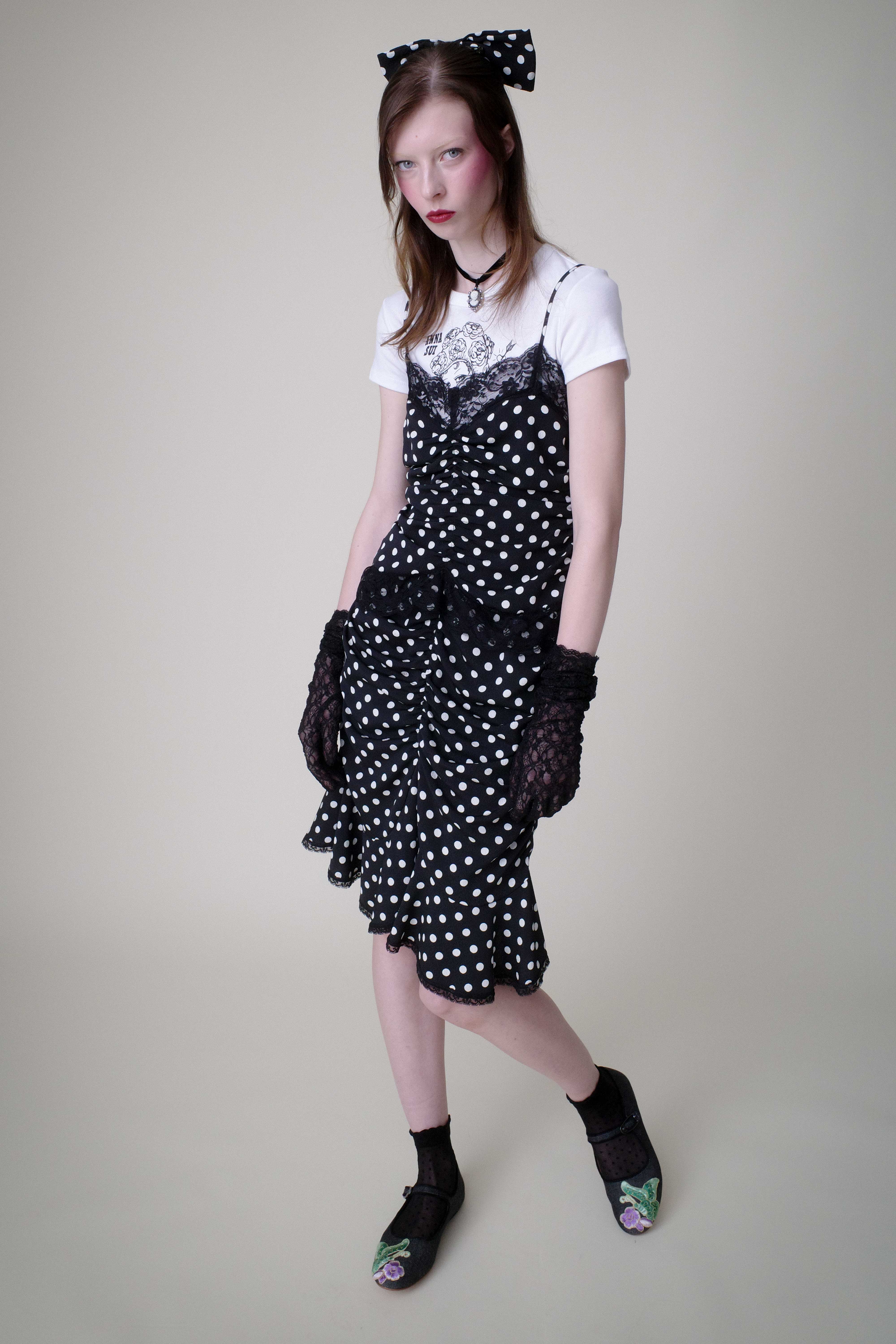 Polka Dot Ruched Lace Camisole - Image 7