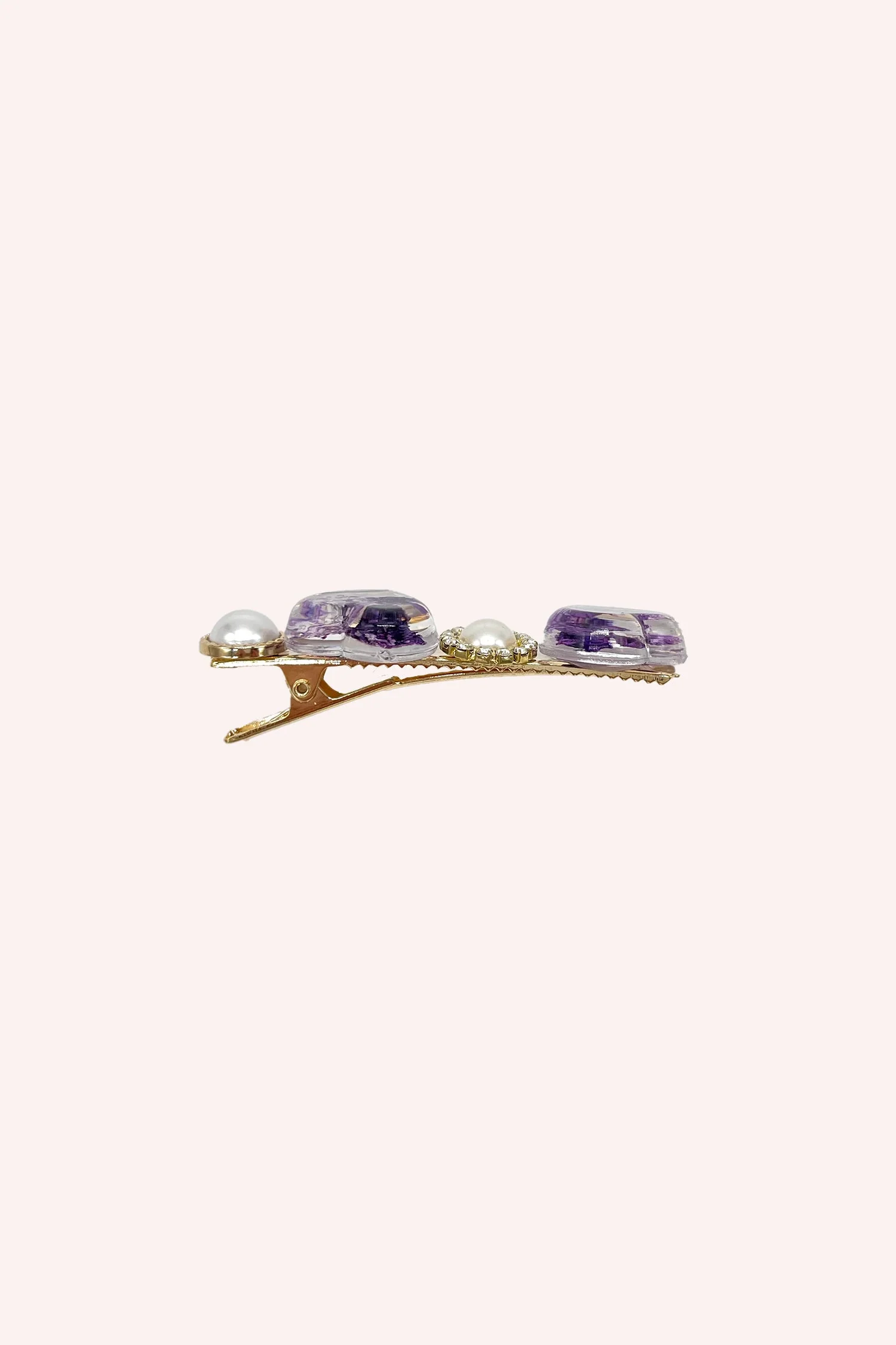 Purple Flower Hearts and Pearls Clamp Clip - Image 2