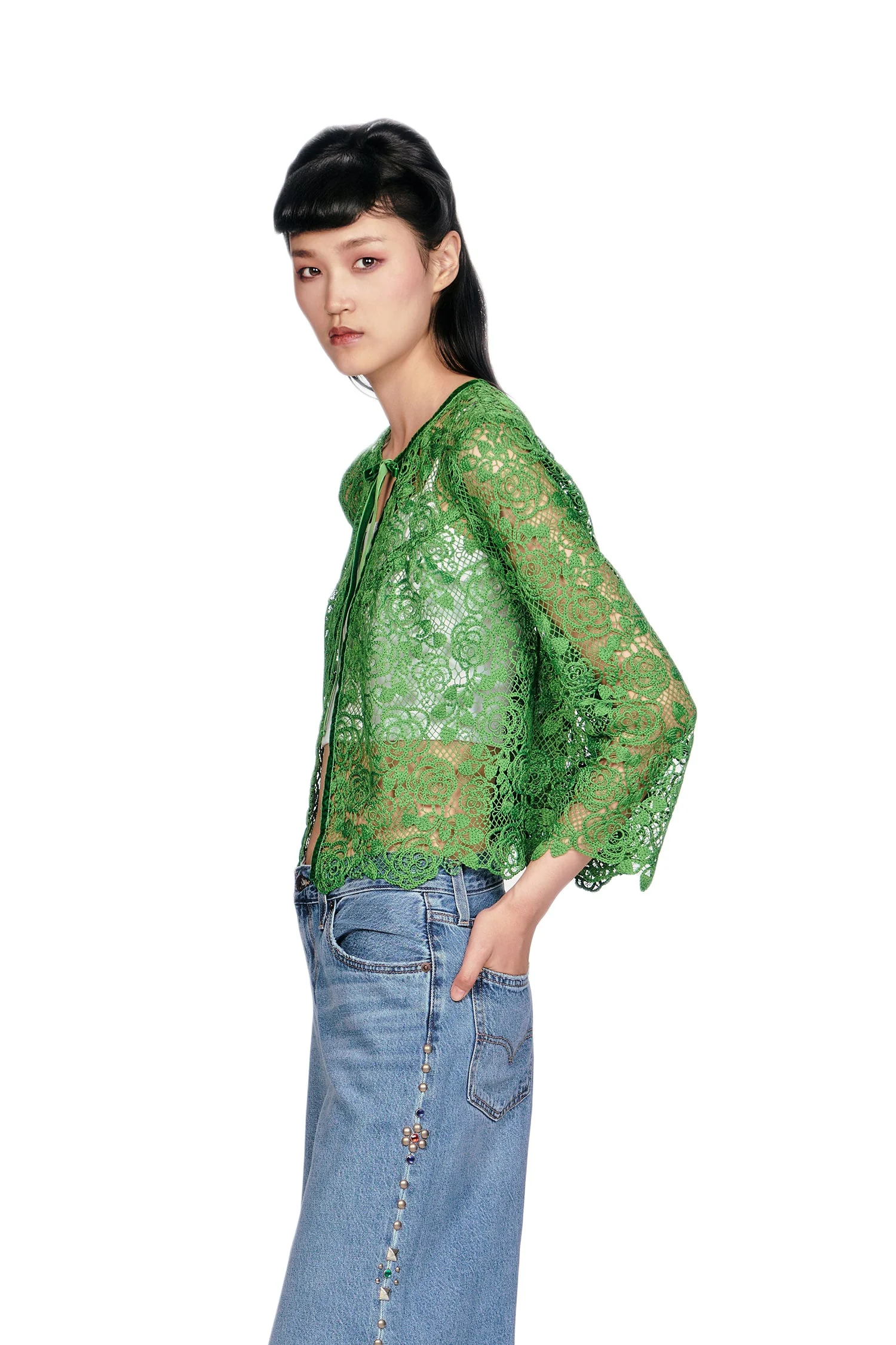 Rose Crochet Lace Bed Jacket - Image 3