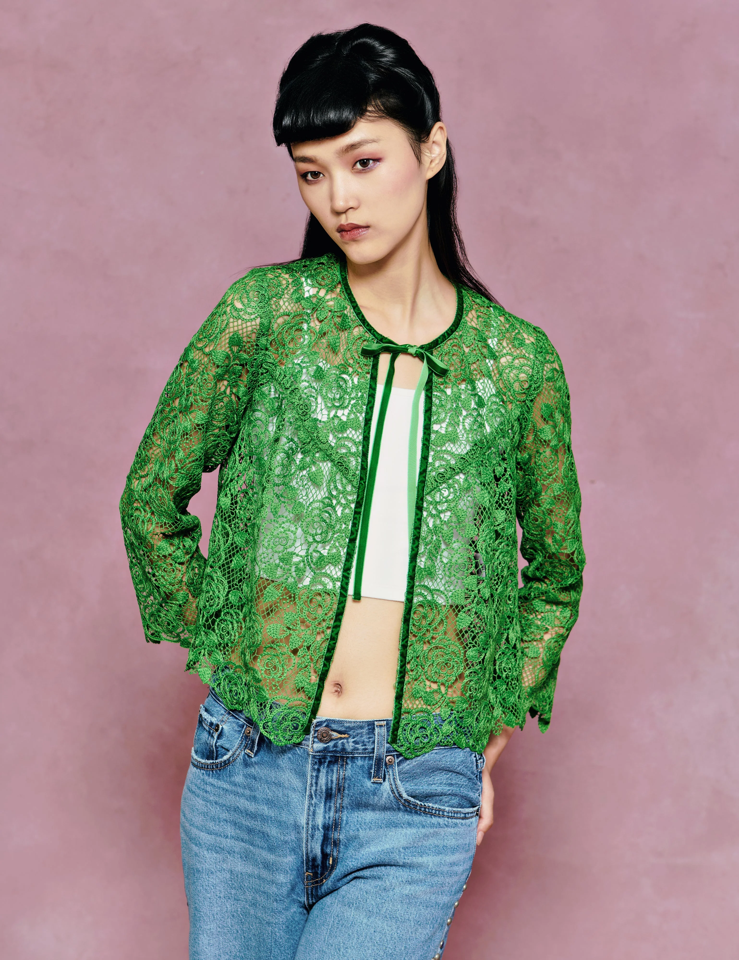 Rose Crochet Lace Bed Jacket - Image 9