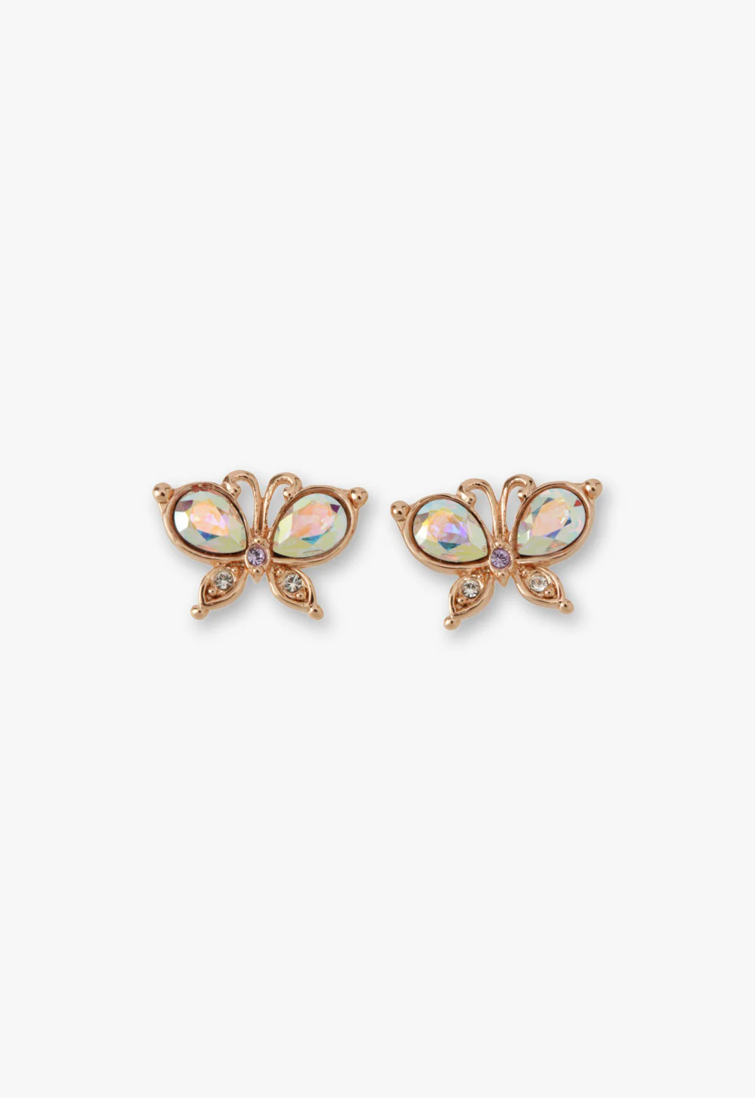 Rose Gold Butterfly Stud Earrings with Detachable Dangle - Image 3