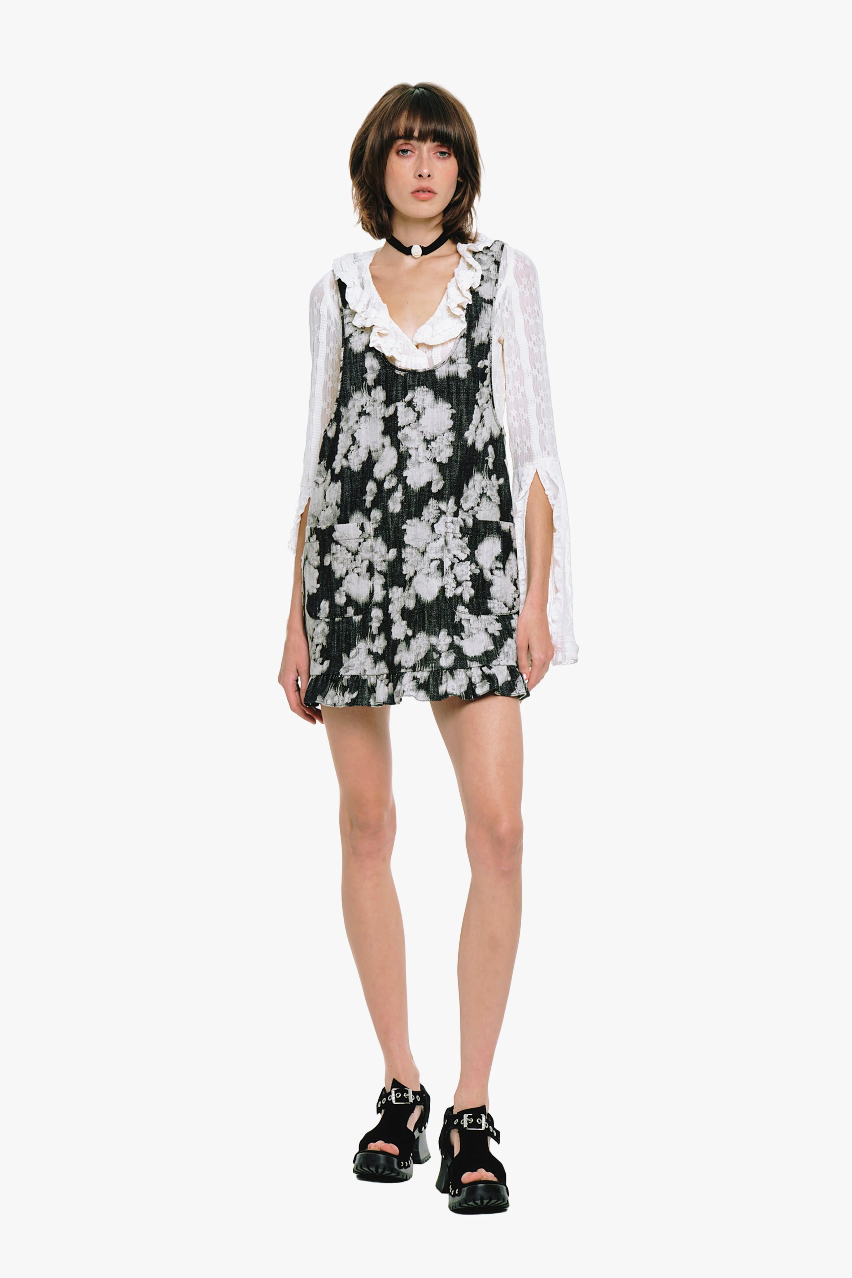 Rose Illusion Denim Ruffle Jumper - Image 3