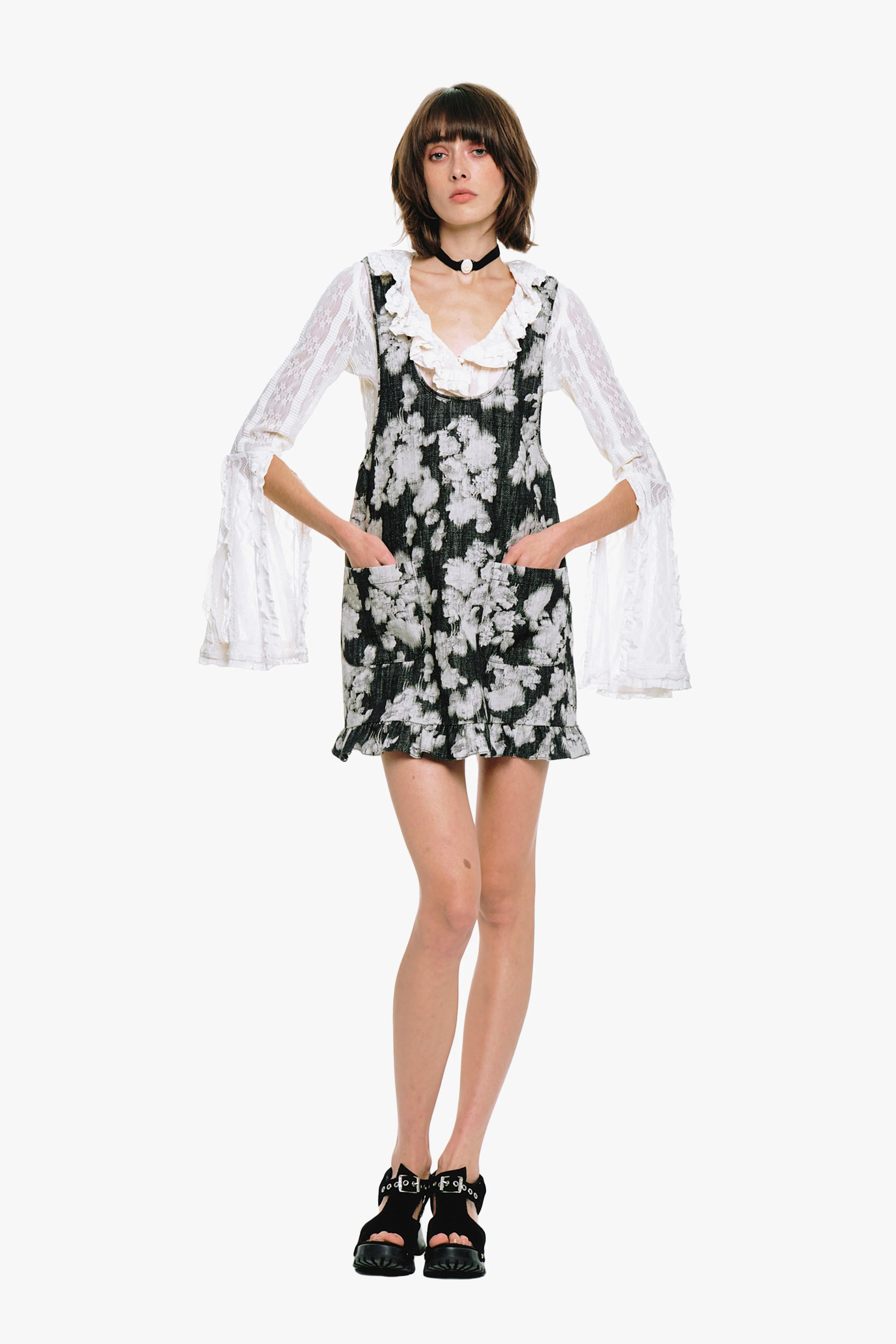 Rose Illusion Denim Ruffle Jumper - Image 7